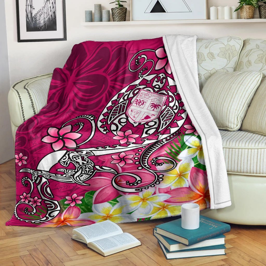 Fiji Premium Blanket - Turtle Plumeria (Pink) - Polynesian Pride