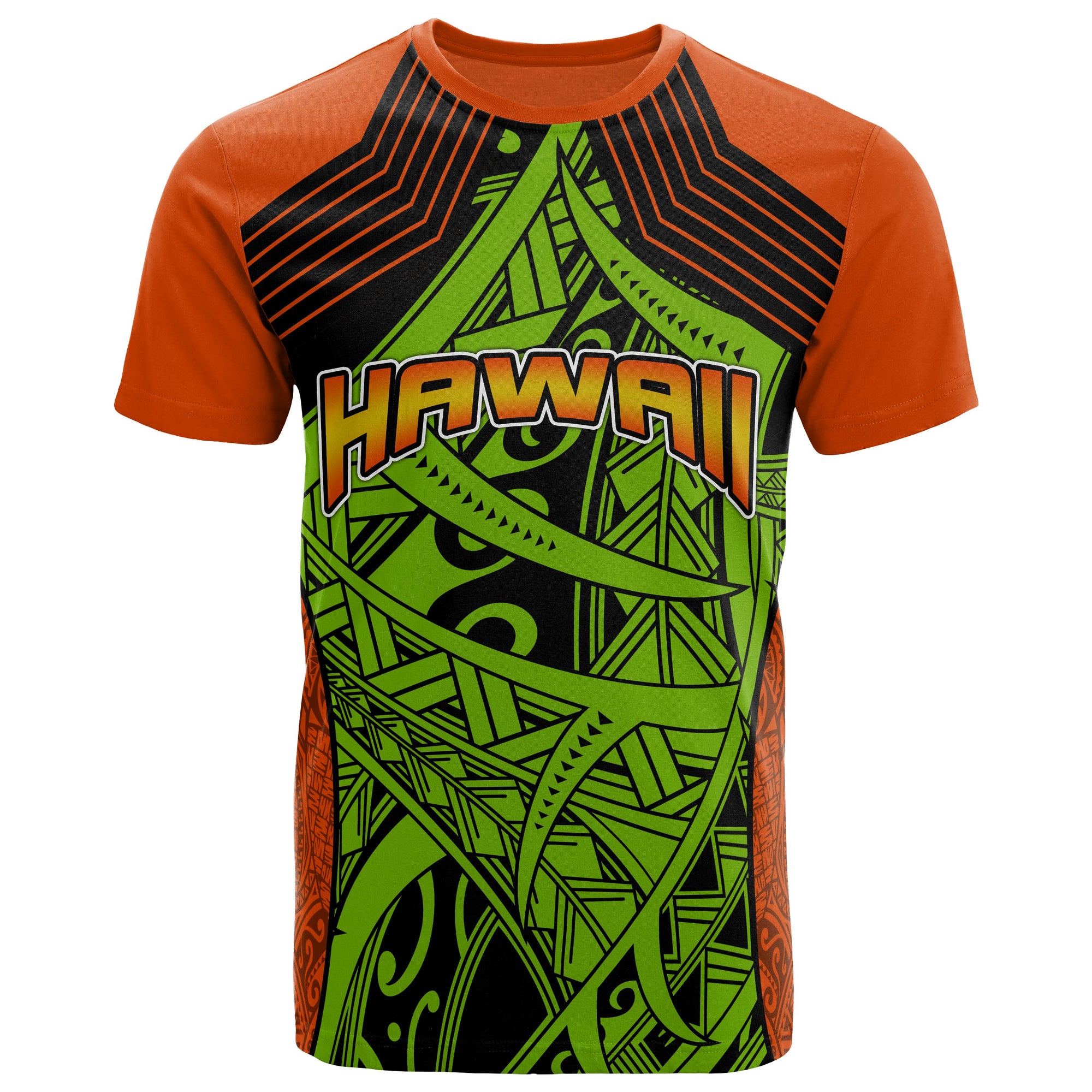 Polynesian Hawaii All Over T Shirt Tribal Wave Unisex Green - Polynesian Pride