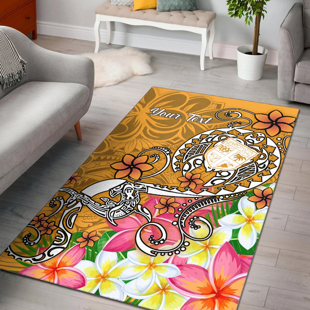 Fiji Custom Personalised Area Rug - Turtle Plumeria (Gold) Gold - Polynesian Pride