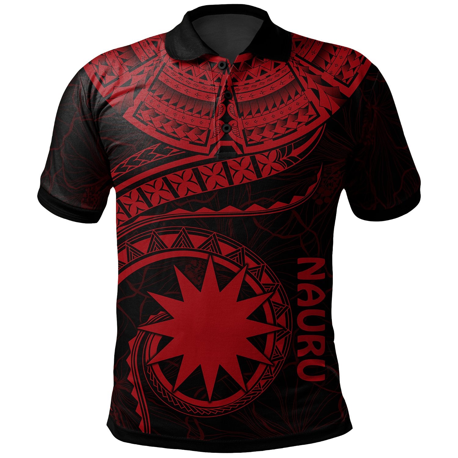 Nauru Polynesian Polo Shirt Nauru Waves (Red) Unisex Red - Polynesian Pride