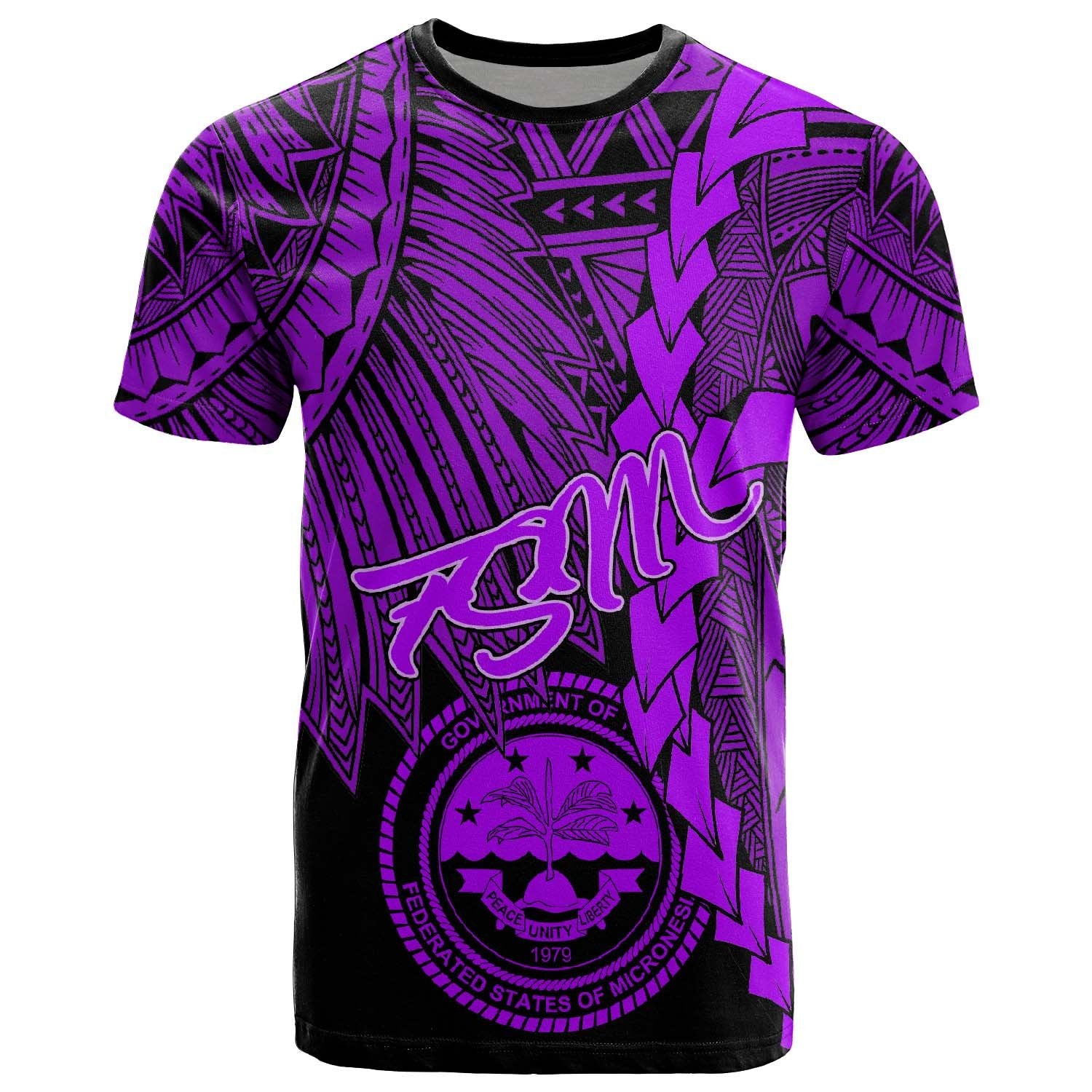 Federated States of Micronesia T Shirt Tribal Wave Tattoo Purple Unisex Purple - Polynesian Pride