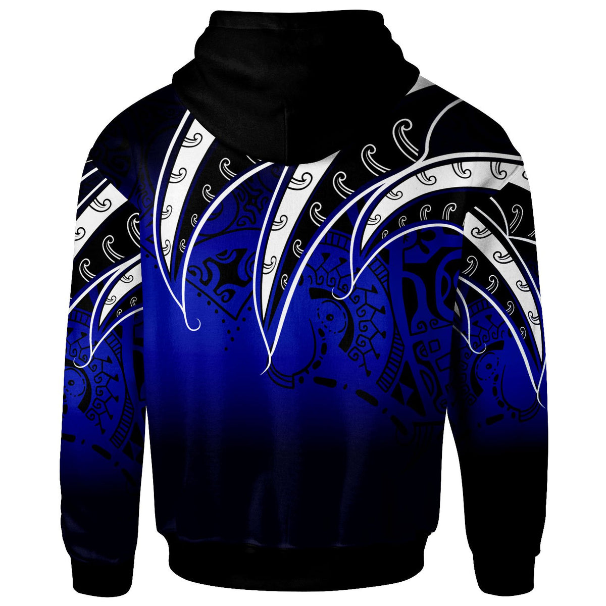 Tuvalu Hoodie Tropical Leaf Gradient Blue Style - Polynesian Pride