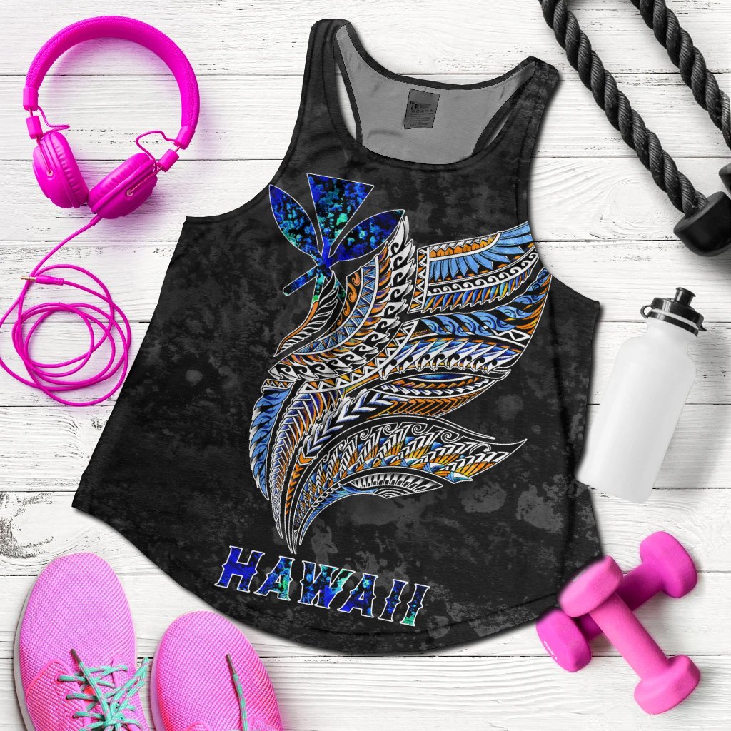 Polynesian Hawaii Women's Racerback Tank - Polynesian Wings Gold - Polynesian Pride