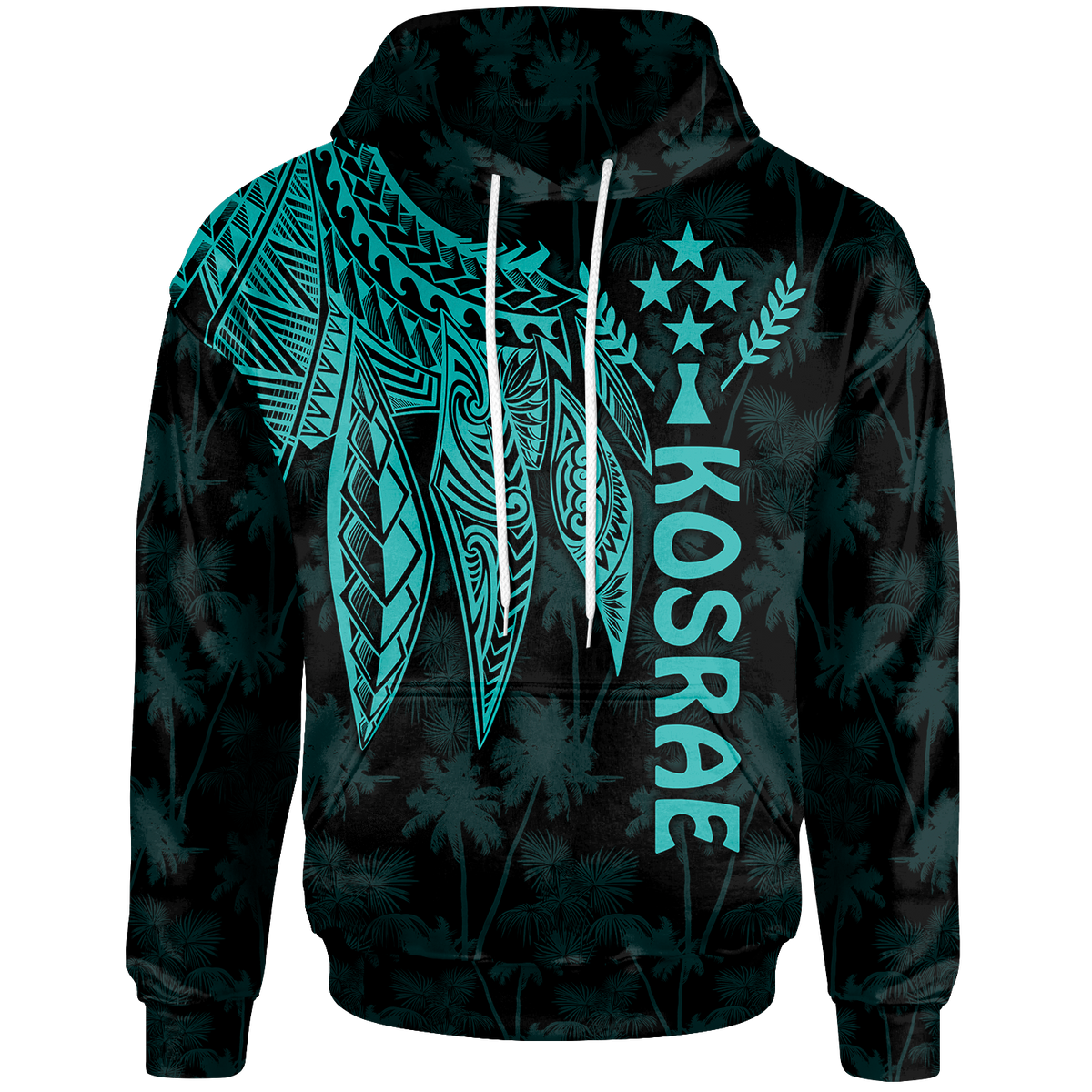 Kosrae Hoodie Polynesian Wings (Turquoise) Unisex Turquoise - Polynesian Pride