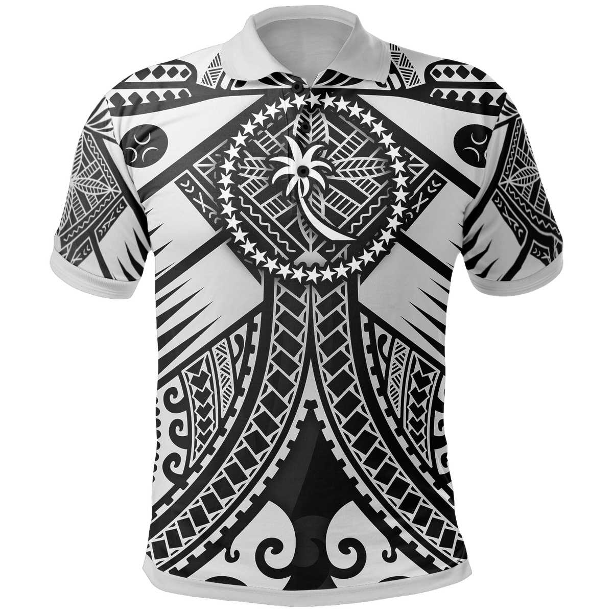 Chuuk Polo Shirt White Seal with Polynesian Tattoo Unisex White - Polynesian Pride