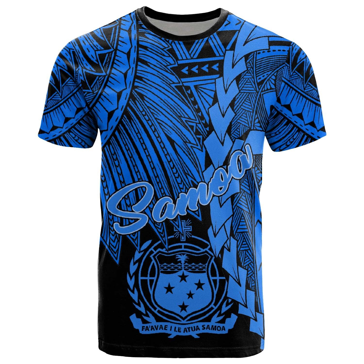 Samoa Polynesian T Shirt Tribal Wave Tattoo Blue Unisex Blue - Polynesian Pride