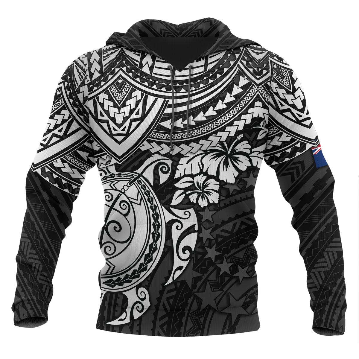 Cook Islands Polynesian Hoodie White Turtle Unisex White - Polynesian Pride