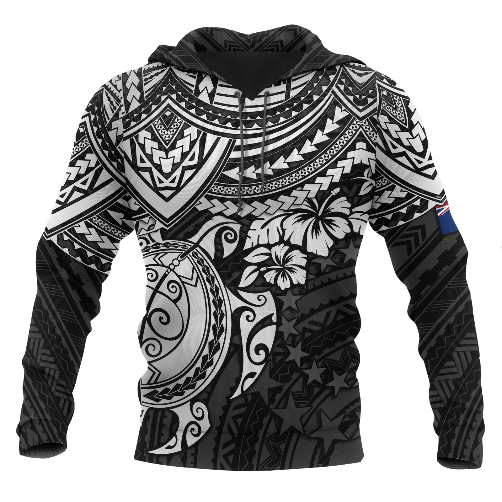 Cook Islands Polynesian Hoodie White Turtle Unisex White - Polynesian Pride