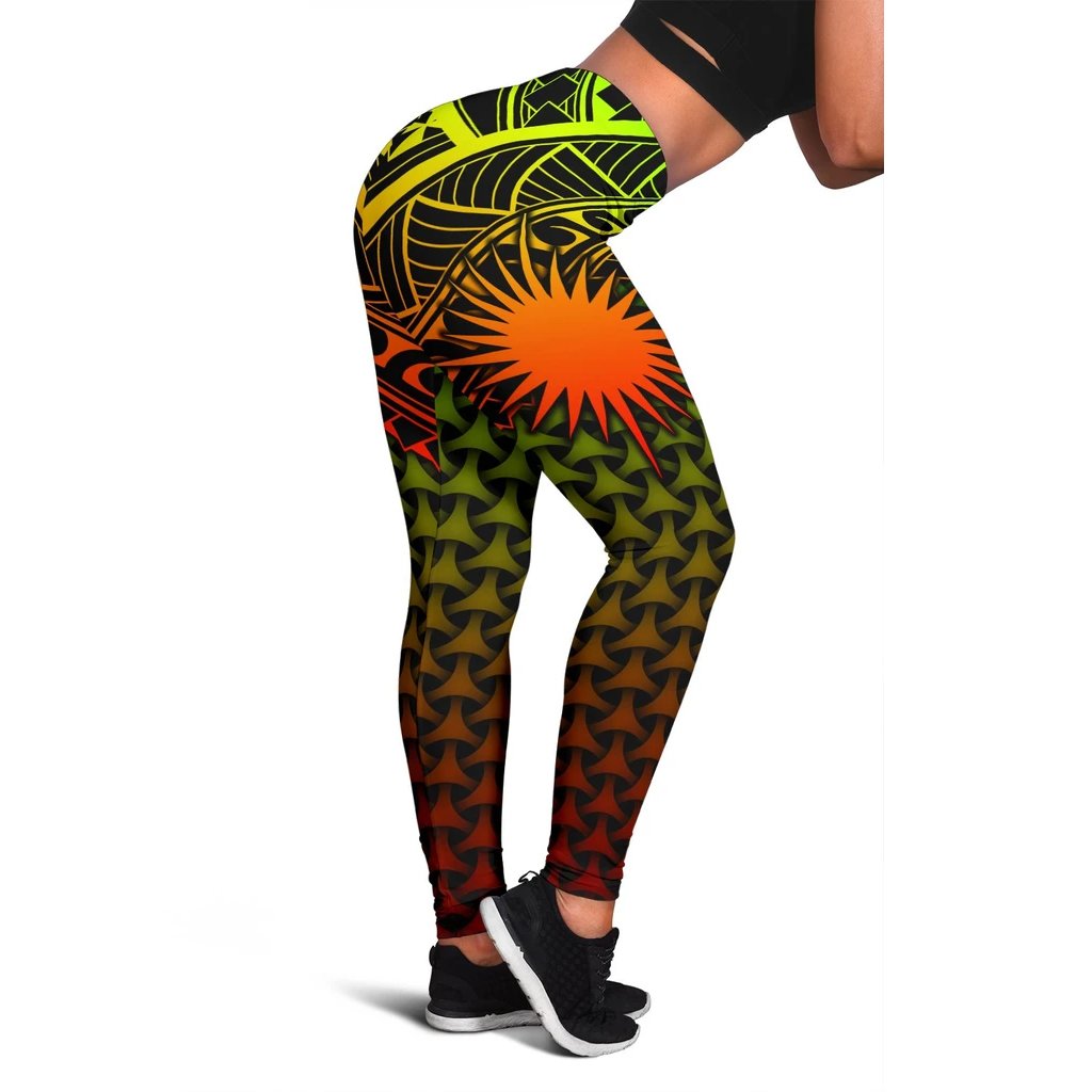 Polynesian Marshall Islands Leggings - Reggae Vintage Polynesian Patterns Reggae - Polynesian Pride