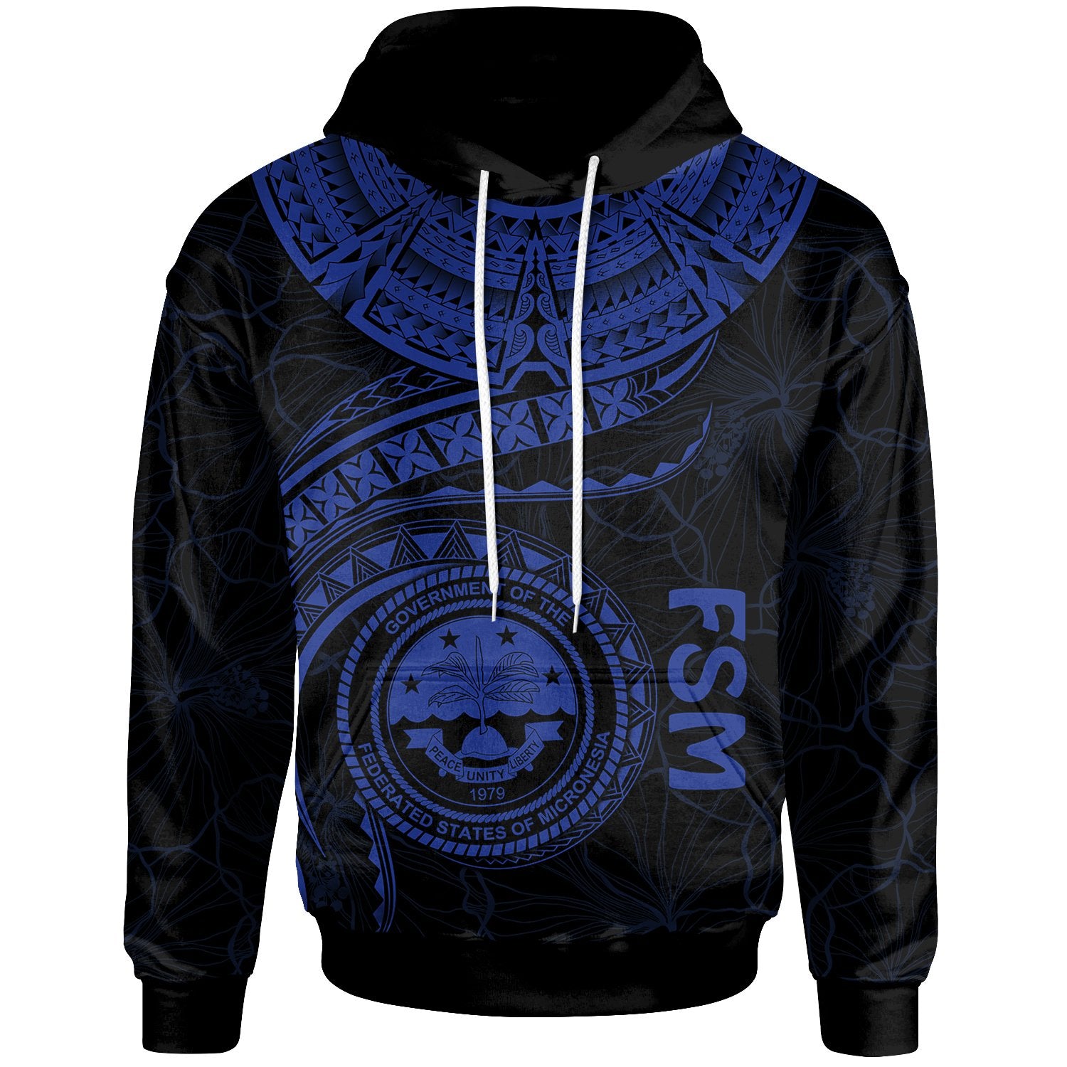 Federated States of Micronesia Polynesian Hoodie FSM Waves (Blue) Unisex Blue - Polynesian Pride