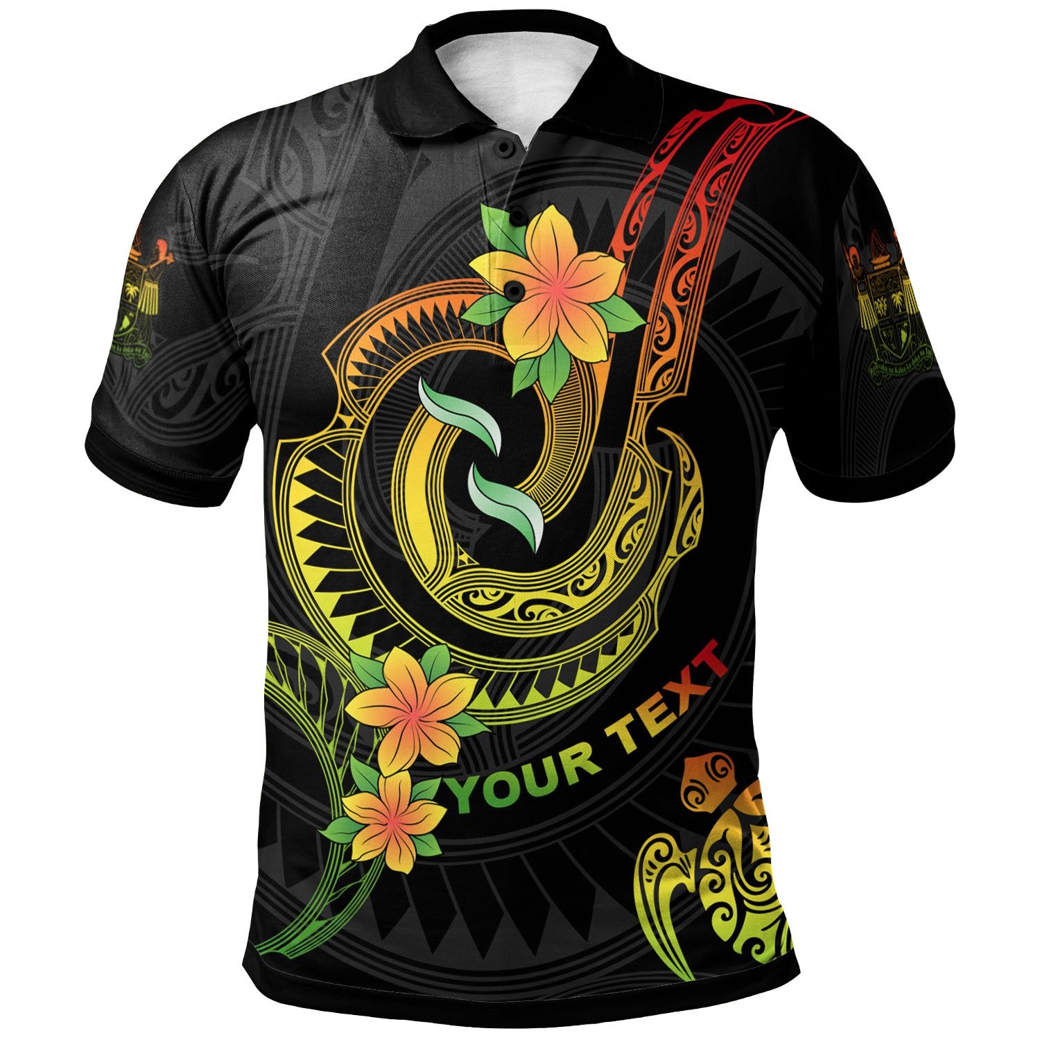 Fiji Custom Polo Shirt Reggae Plumeria Flowers with Spiral Patterns Unisex Reggae - Polynesian Pride