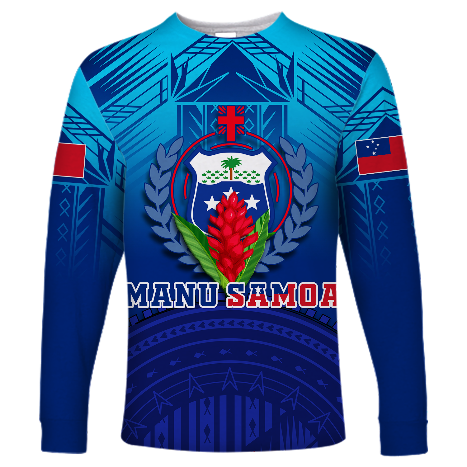 (Custom Personalised) Manu Samoa Legend Long Sleeve Shirt - LT12 Unisex Blue - Polynesian Pride