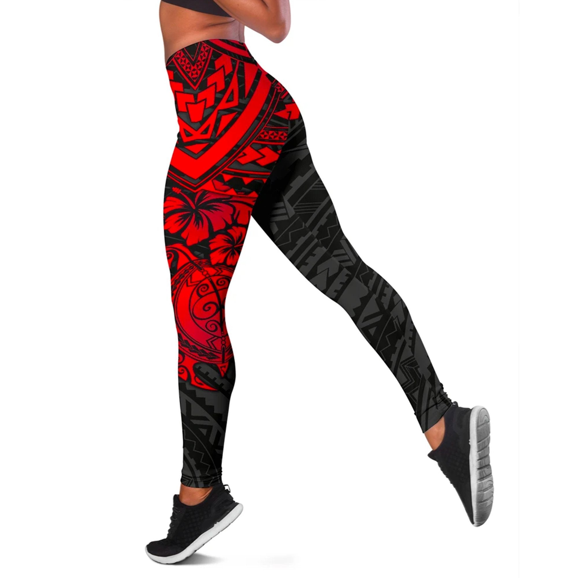 Cook Islands Polynesian Leggings (Women) - Red Turtle Red - Polynesian Pride