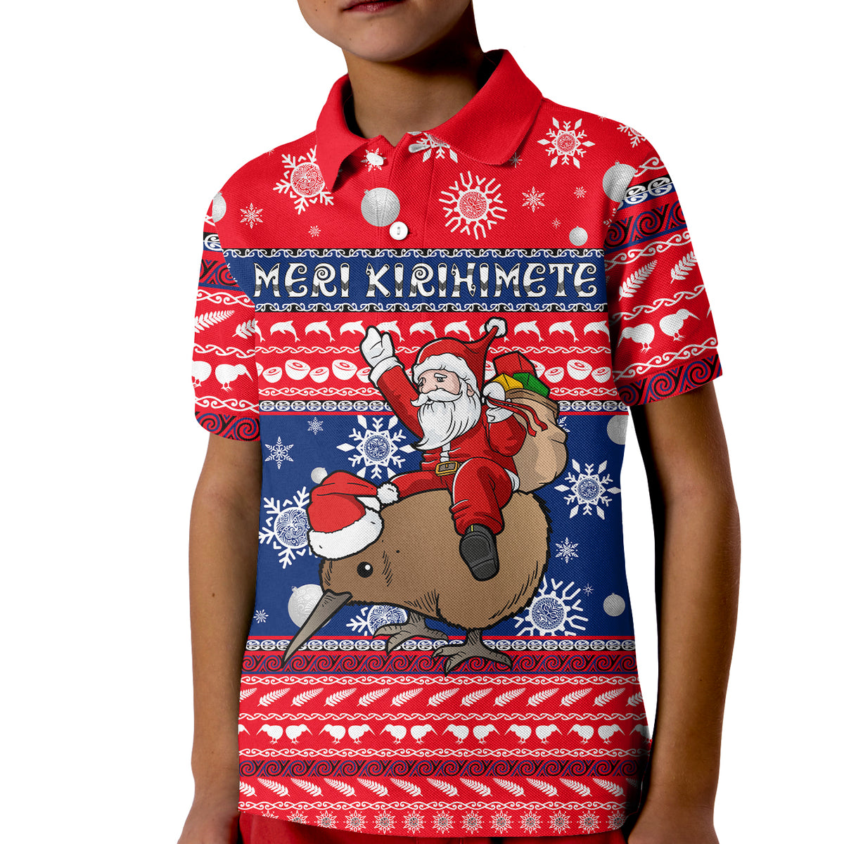 Custom New Zealand Maori Meri Kirihimete Polo Shirt LT2 - Polynesian Pride