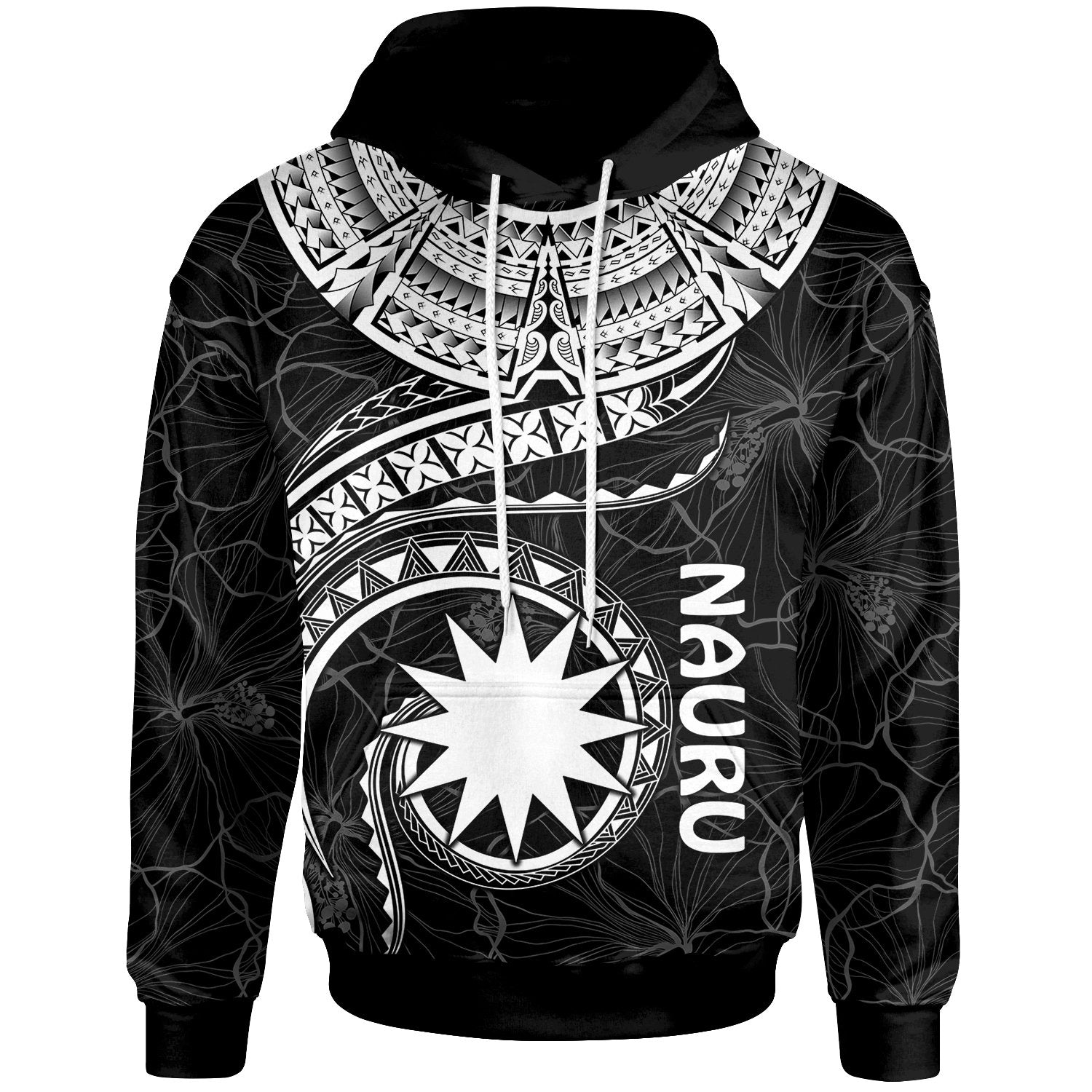 Nauru Polynesian Hoodie Nauru Waves (White) Unisex White - Polynesian Pride