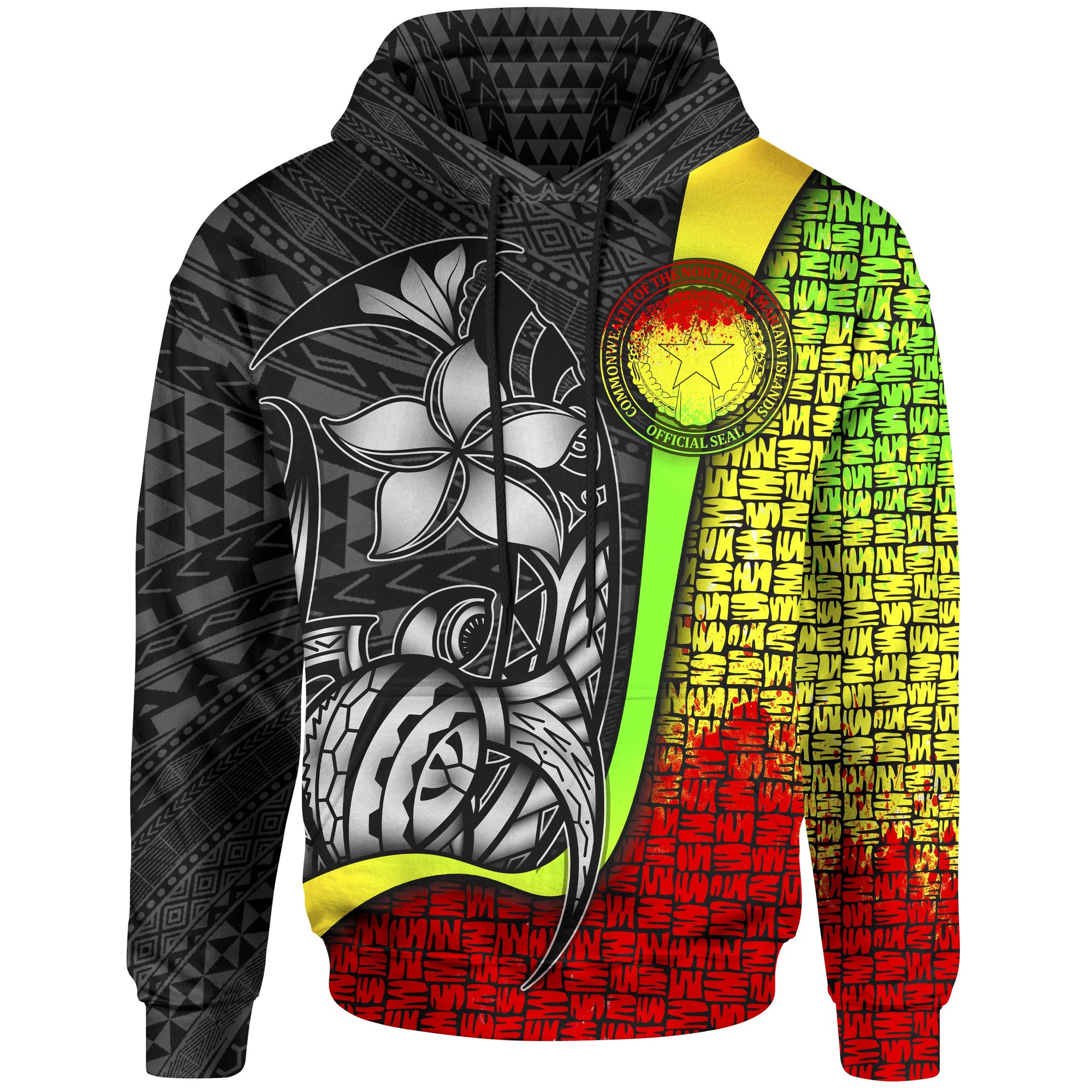 Northern Mariana Islands Polynesian Hoodie Reggae Turtle with Hook Unisex REGGAE - Polynesian Pride