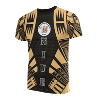 Niue T Shirt Niue Seal Polynesian Tattoo Gold Style Unisex Black-Gold - Polynesian Pride