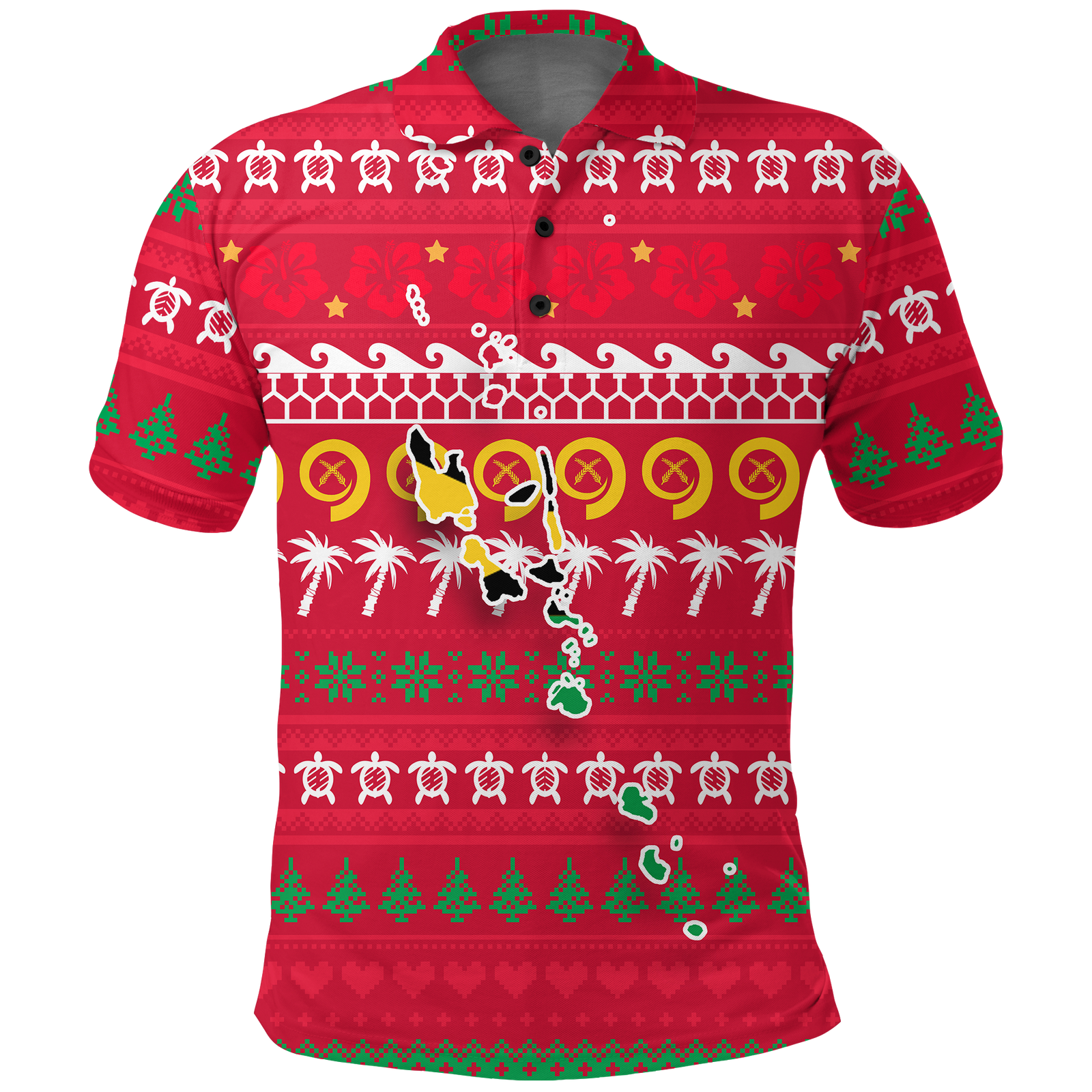 Vanuatu Christmas Polo Shirt Ugly Christmas LT12 Unisex Red - Polynesian Pride