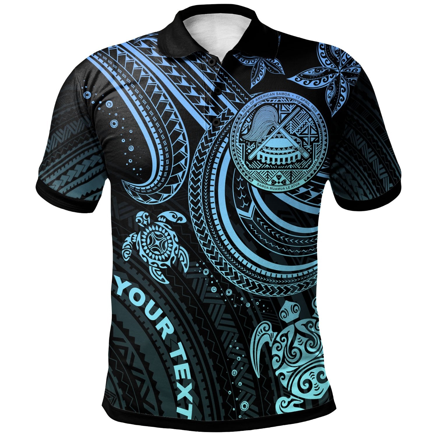 American Samoa Custom Polo Shirt Blue Turtle Unisex Blue - Polynesian Pride