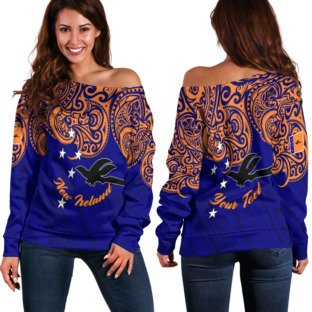 (Custom Personalised) Papua New Guinea New Ireland Pride Women Off Shoulder Sweater - LT12 Blue - Polynesian Pride