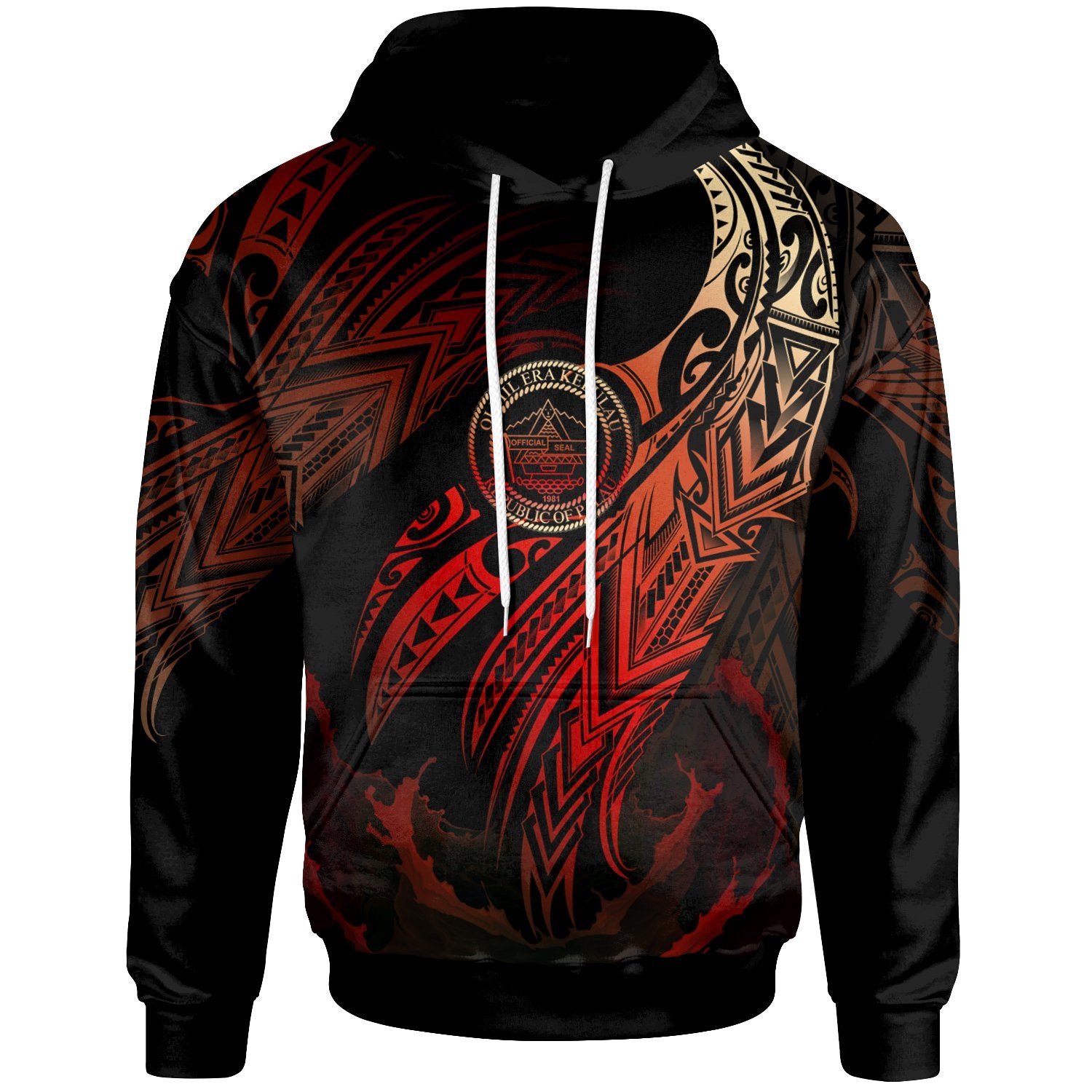 Palau Polynesian Hoodie Legend Red Version Unisex Black - Polynesian Pride