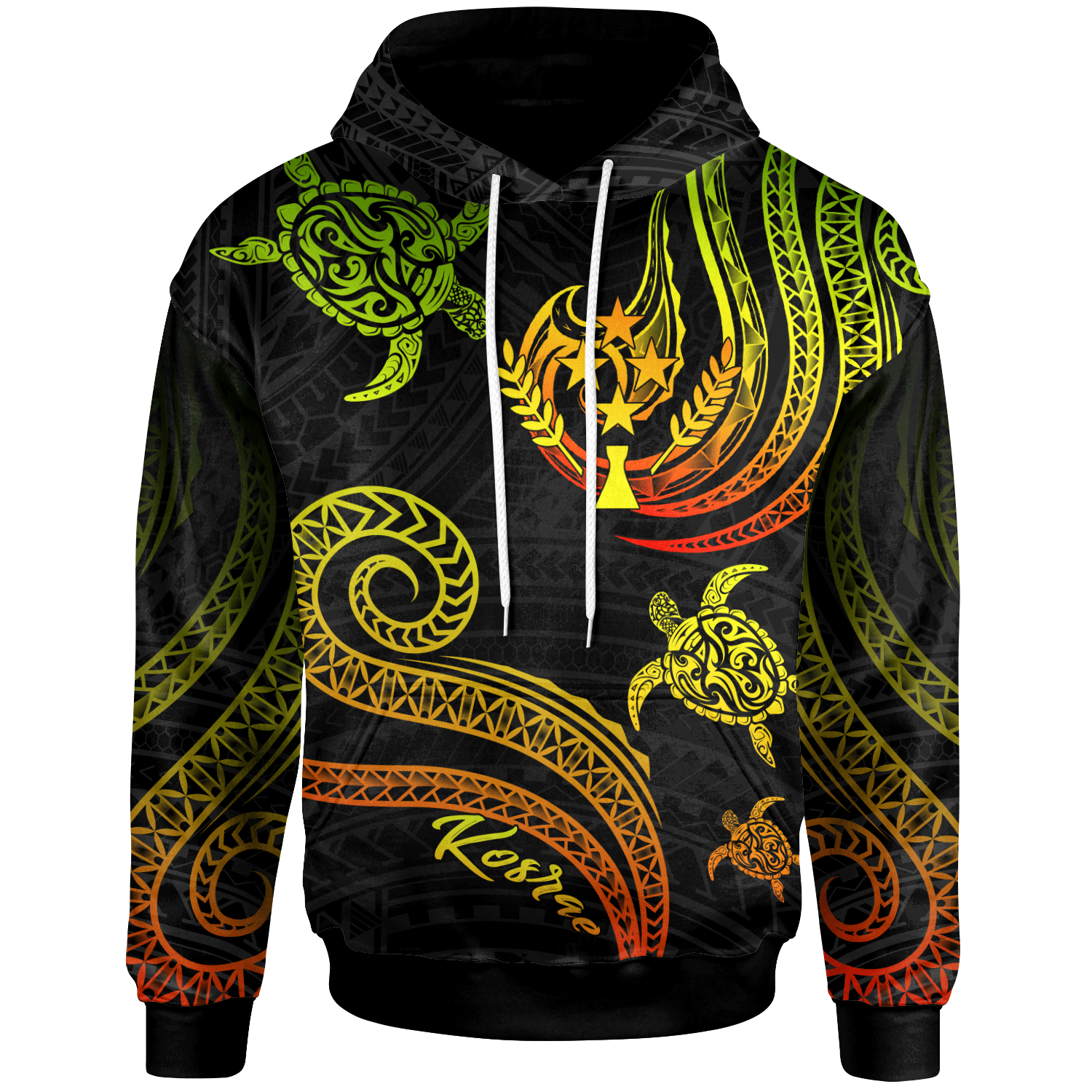 Kosrae Hoodie Polynesian Turtle With Pattern Reggae Unisex Reggae - Polynesian Pride