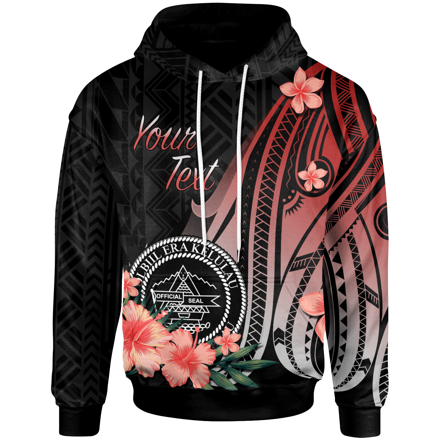 Palau Custom Hoodie Red Polynesian Hibiscus Pattern Style Unisex Red - Polynesian Pride