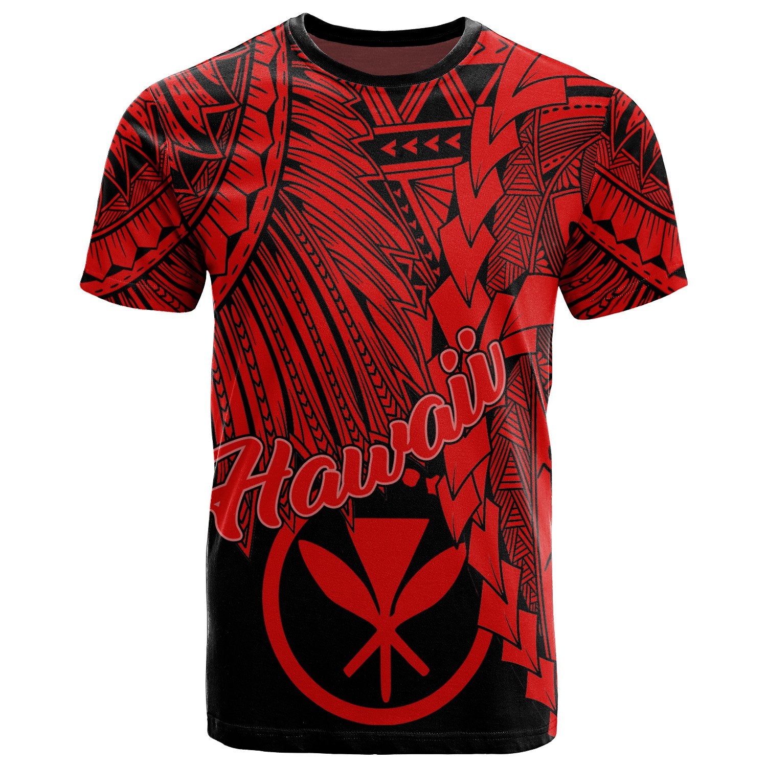 Hawaii Polynesian T Shirt Tribal Wave Tattoo Red Unisex Red - Polynesian Pride