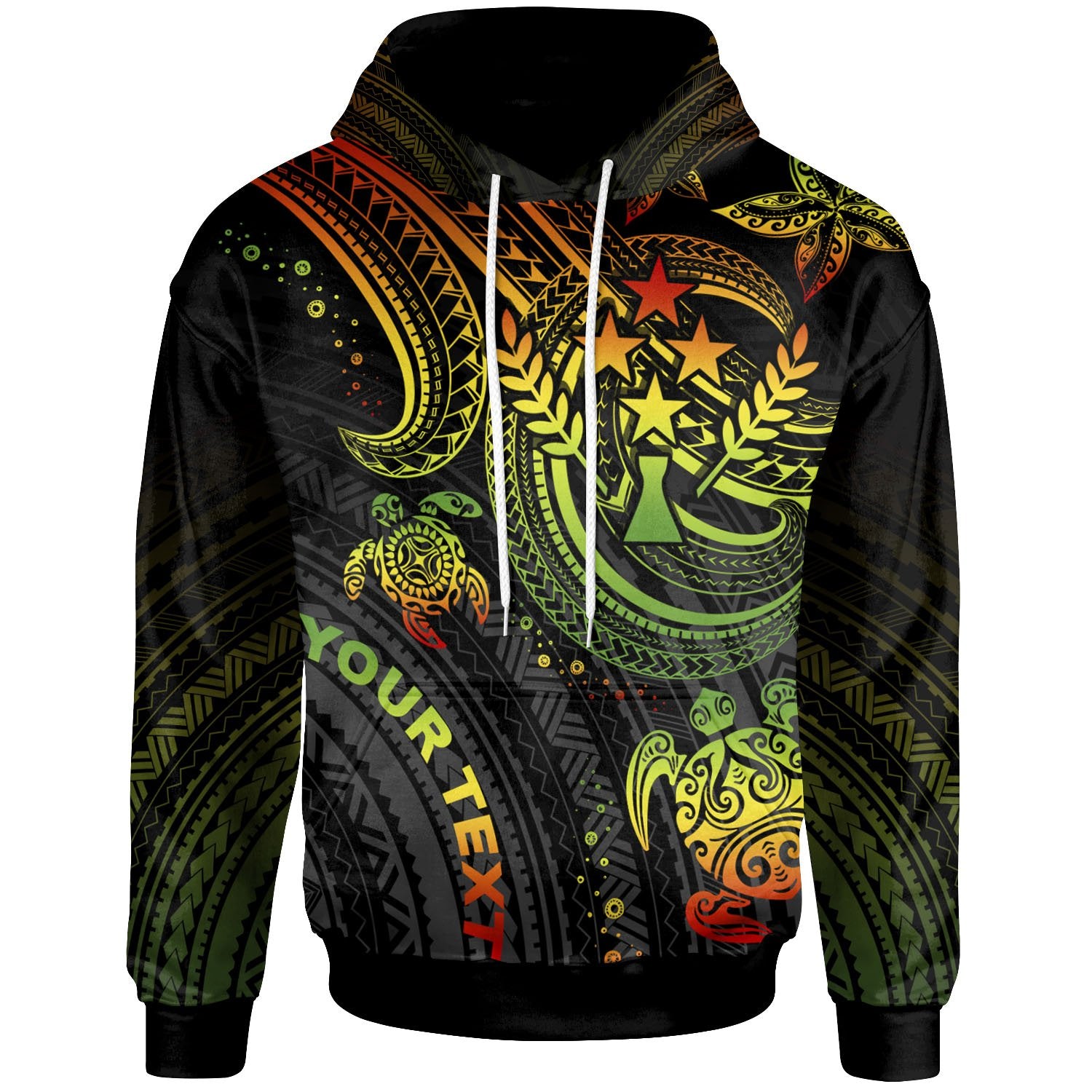 Kosrae Custom Hoodie Reggae Turtle Unisex Reggae - Polynesian Pride