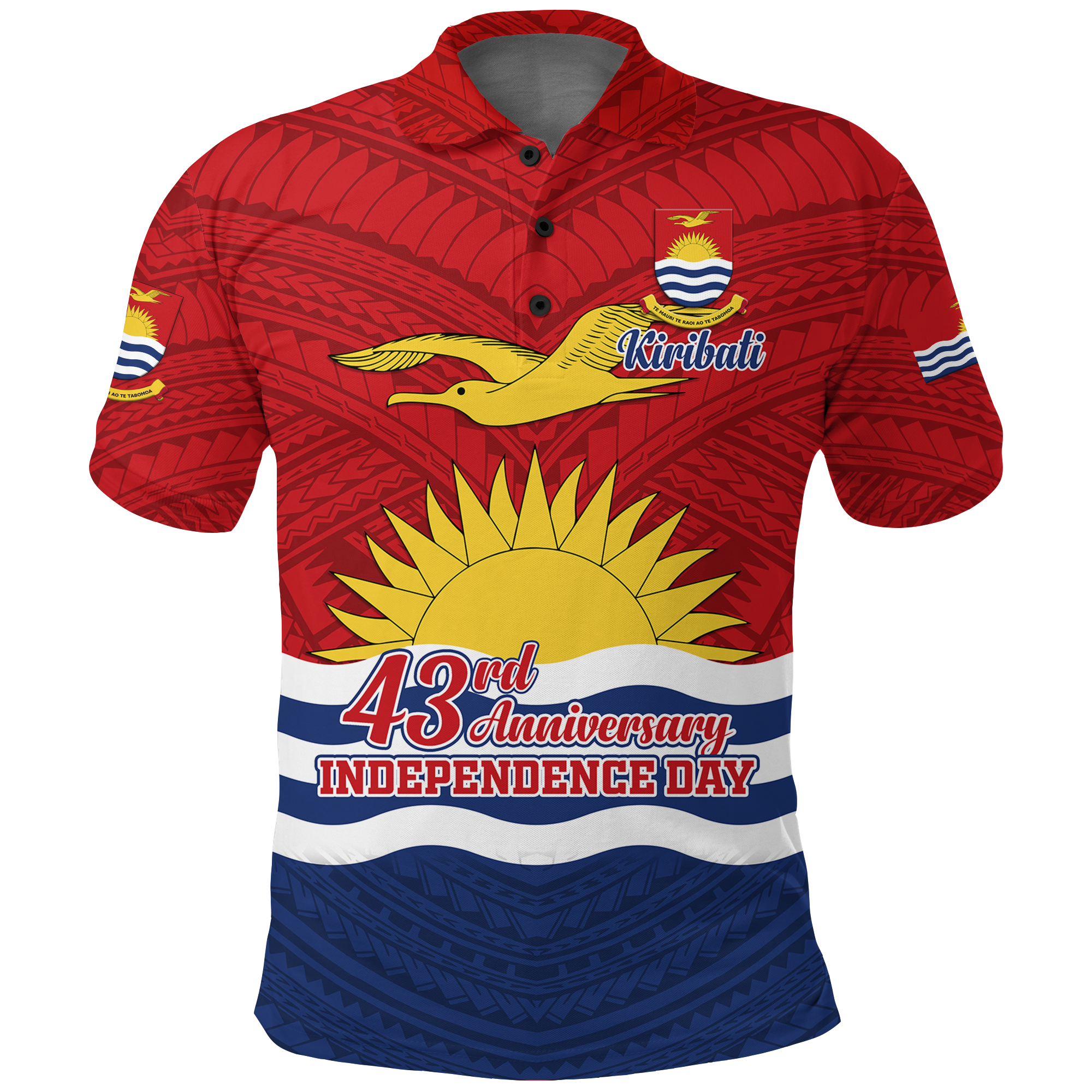 Custom Kiribati 43rd Independence Celebrations Polo Shirt LT12 Unisex Blue - Polynesian Pride