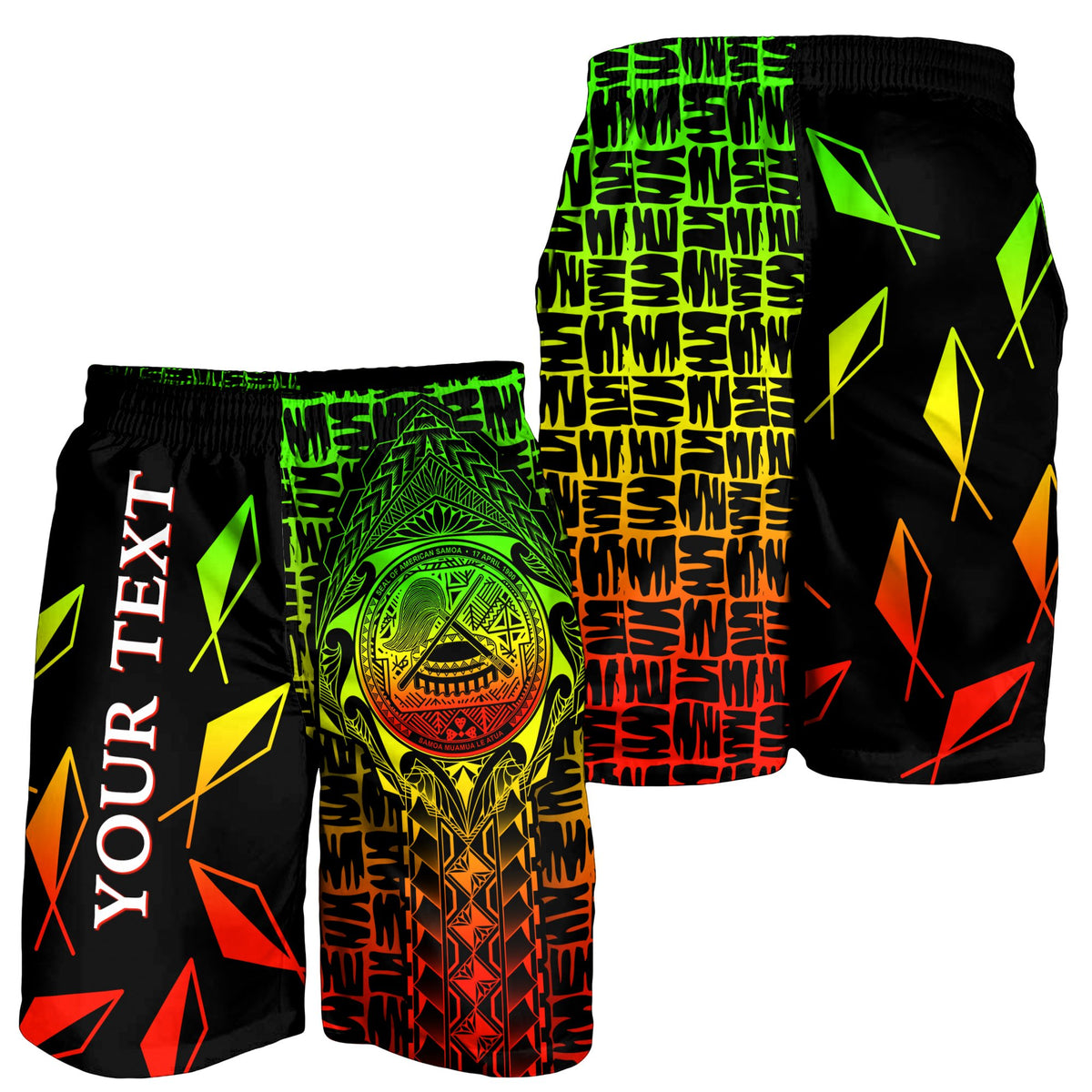 American Samoa Custom Personalised Men's Shorts - AS Seal Rocket Style (Reggae) - Polynesian Pride