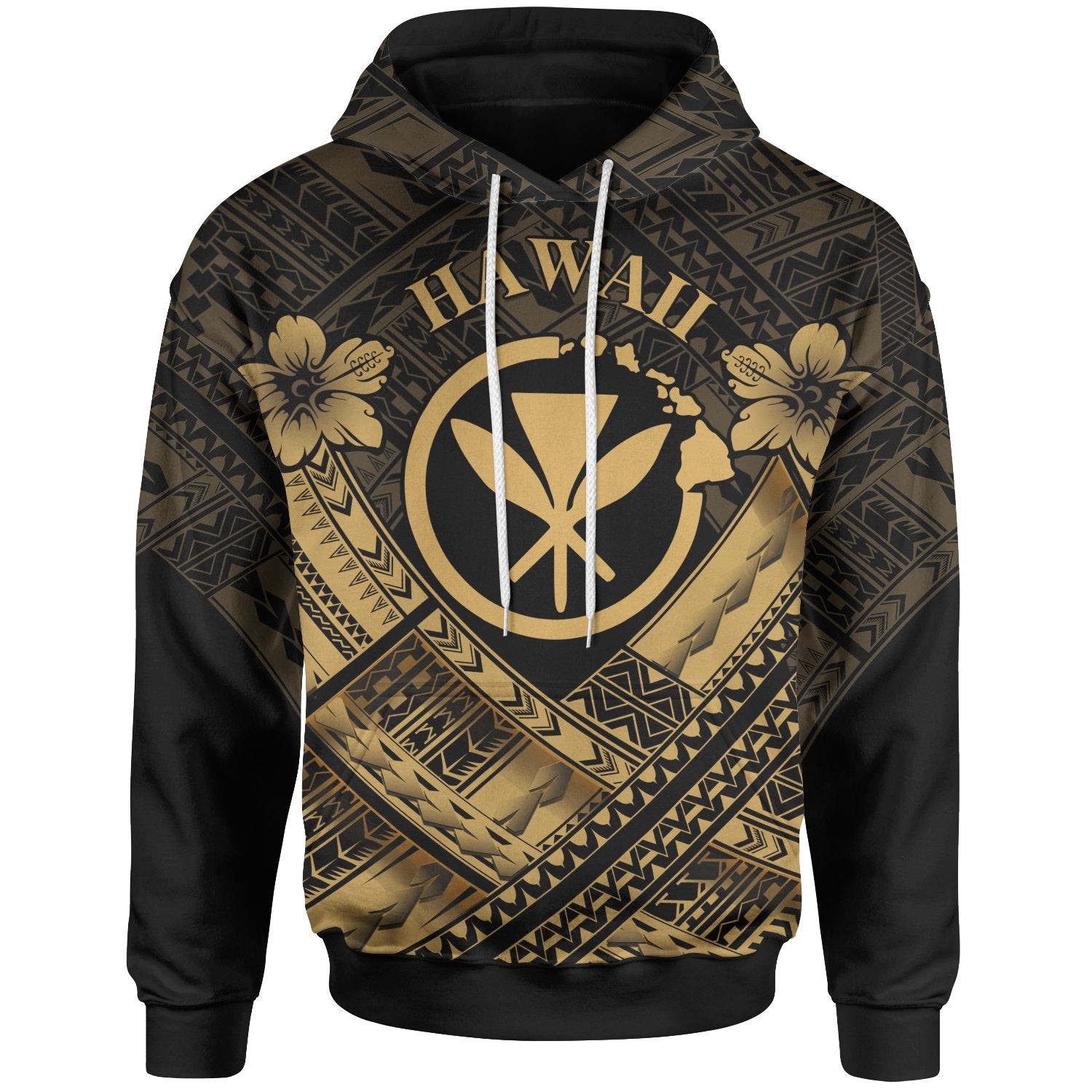 Hawaii Hoodie Gold Kanaka Maoli Polynesian Patterns Unisex Gold - Polynesian Pride