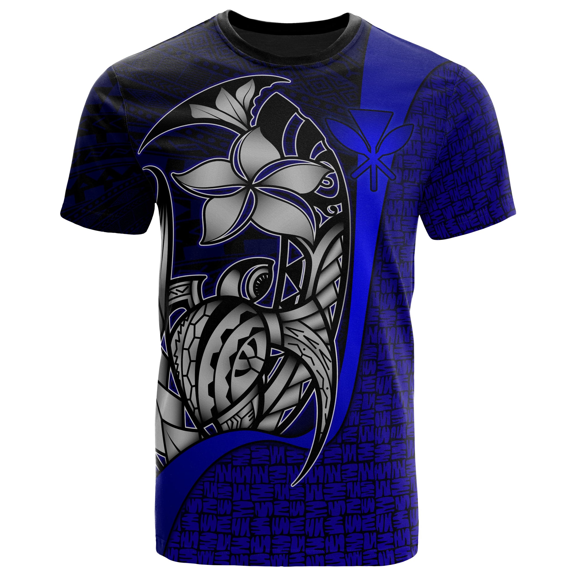 Polynesian Hawaii T Shirt Kanaka Maoli Blue Turtle with Hook Unisex Blue - Polynesian Pride