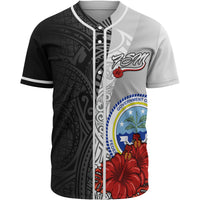 Federated States Of Micronesia Polynesian Baseball Shirt - Coat Of Arm With Hibiscus White Unisex While - Polynesian Pride