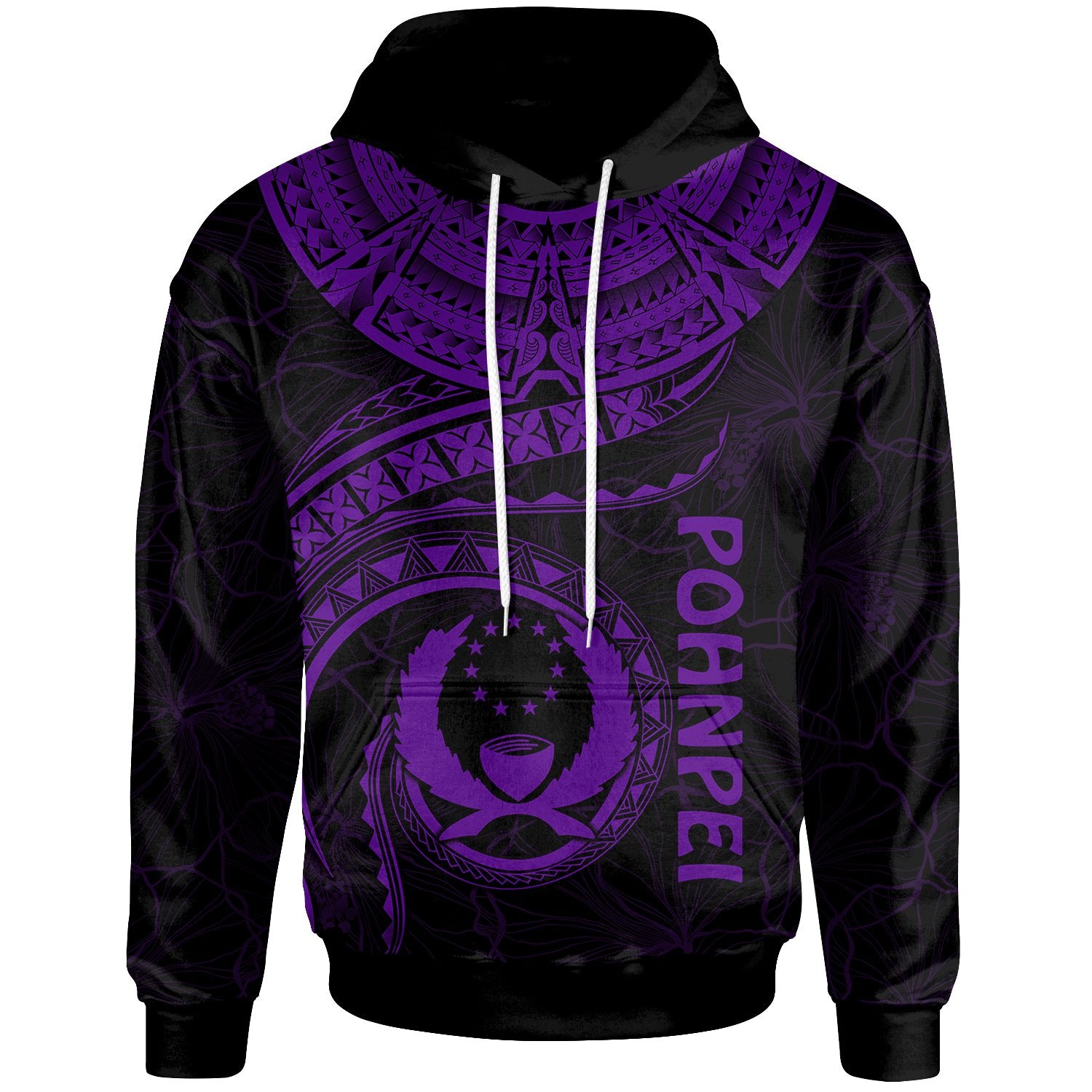 Pohnpei Polynesian Hoodie Pohnpei Waves (Purple) Unisex Purple - Polynesian Pride