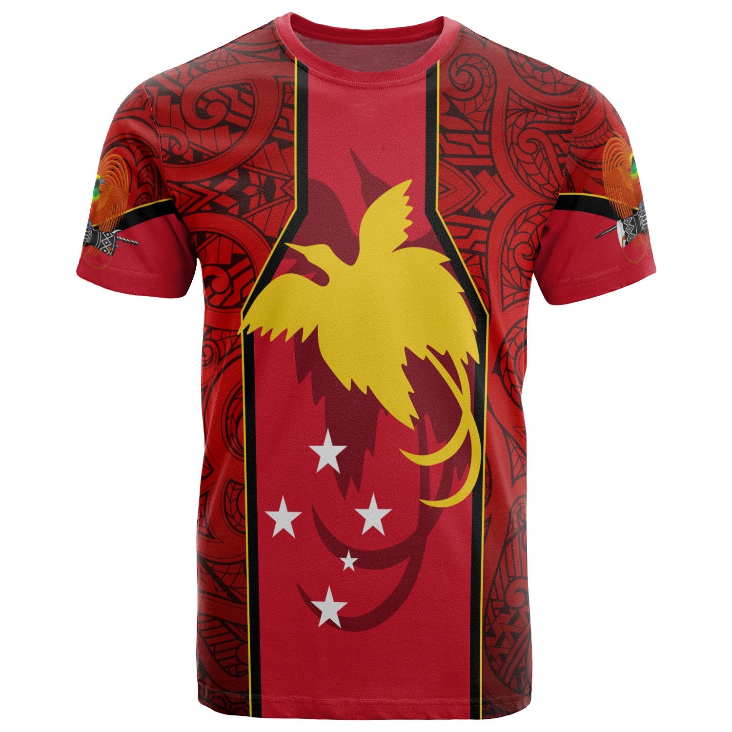 Papua New Guinea T Shirt Polynesian Pattern Flag Unisex RED - Polynesian Pride