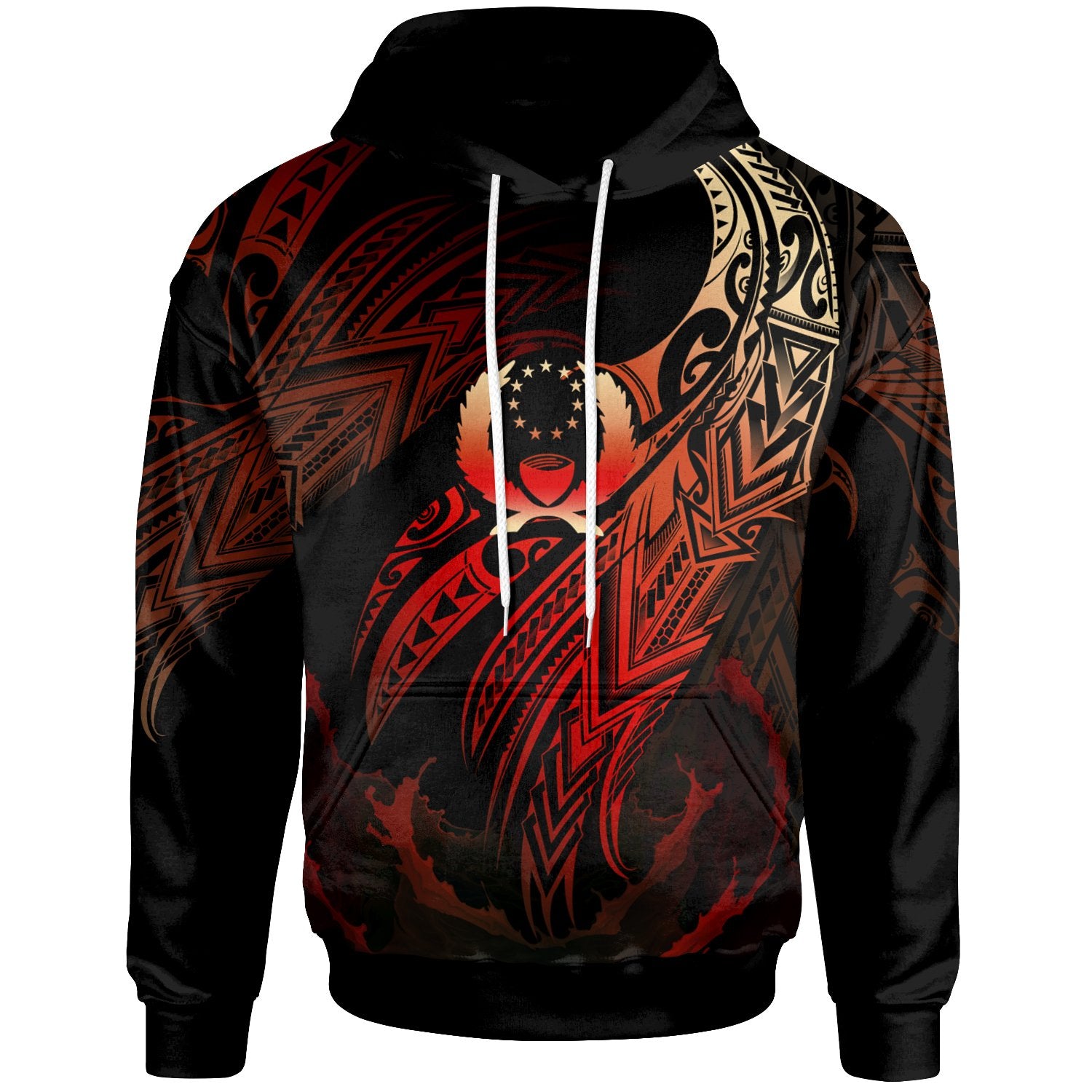 Pohnpei Polynesian Hoodie Legend Red Version Unisex Black - Polynesian Pride