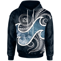 Polynesian Hawaii Hoodie Ocean Style (Coat of Arms) Unisex Black - Polynesian Pride