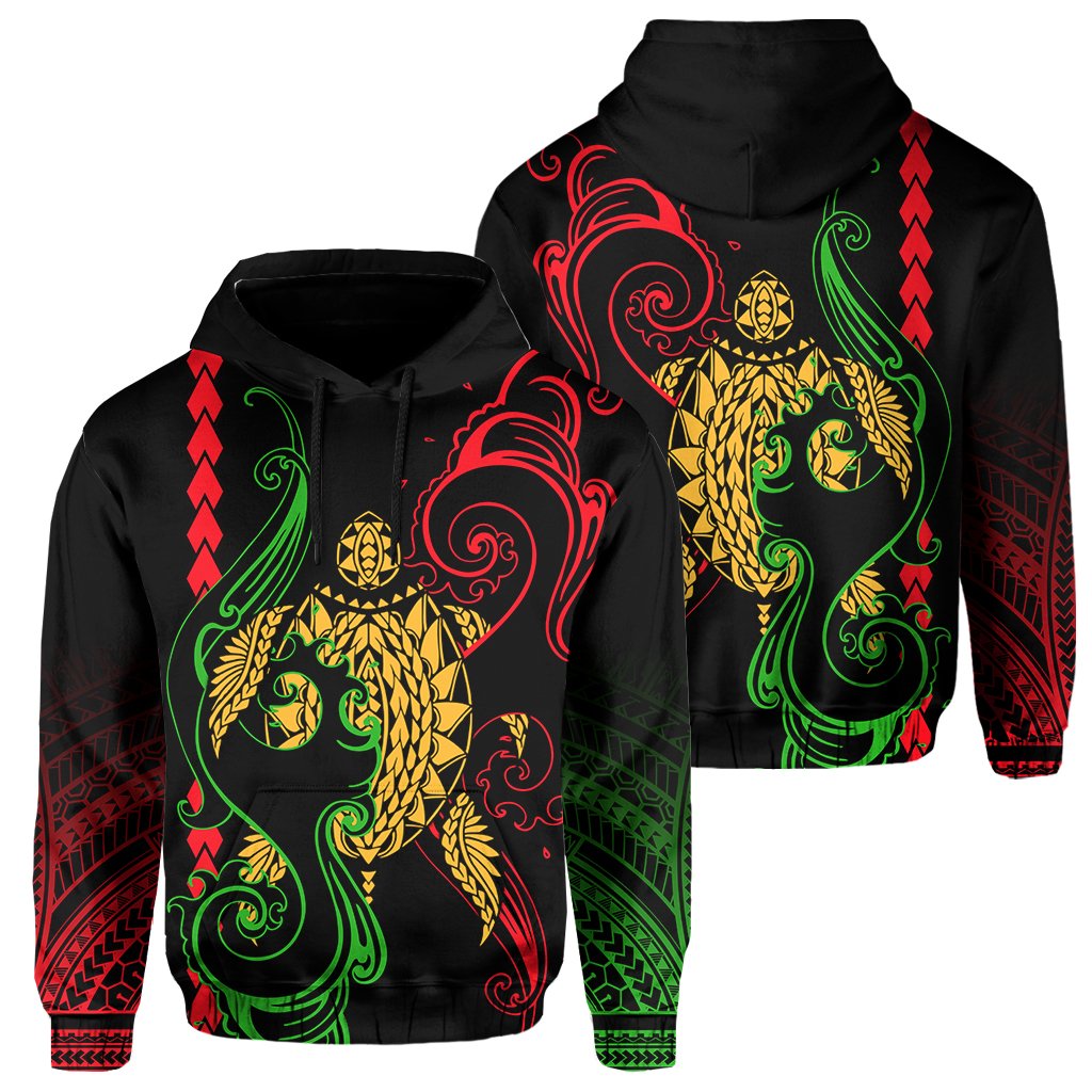 Hawaii Hoodie Turtle Sea Pullover Hoodie Unisex Black - Polynesian Pride