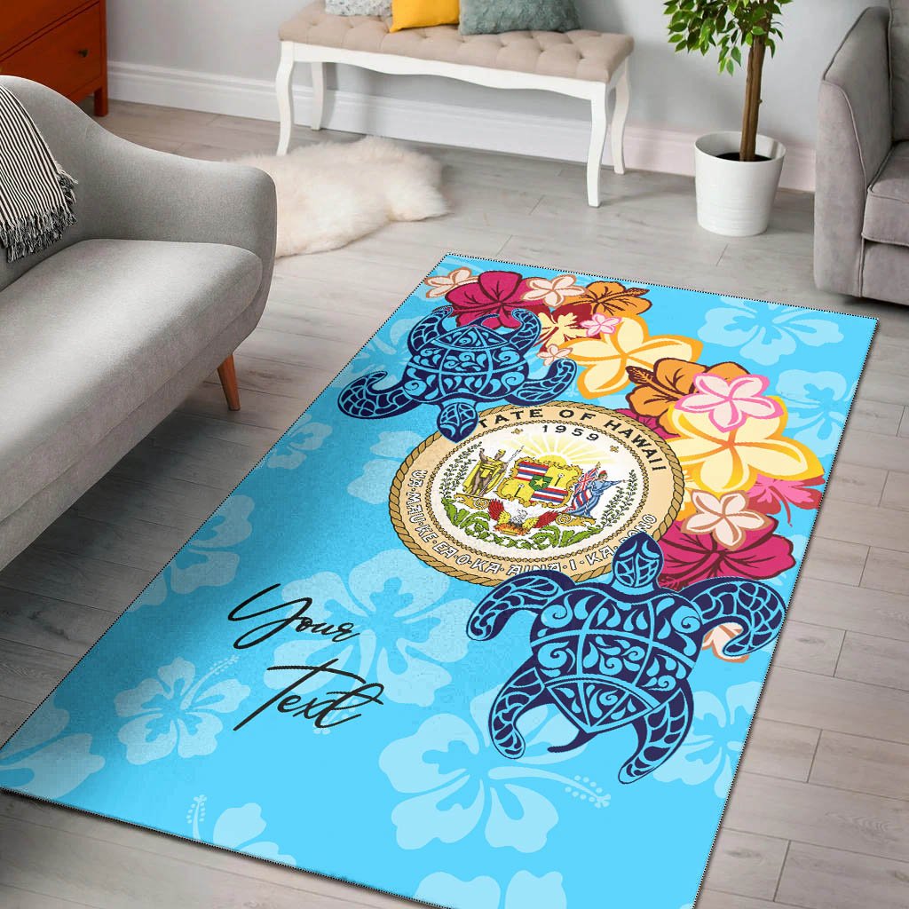 Hawaii Area Rug - Custom Personalised Tropical Style Blue - Polynesian Pride