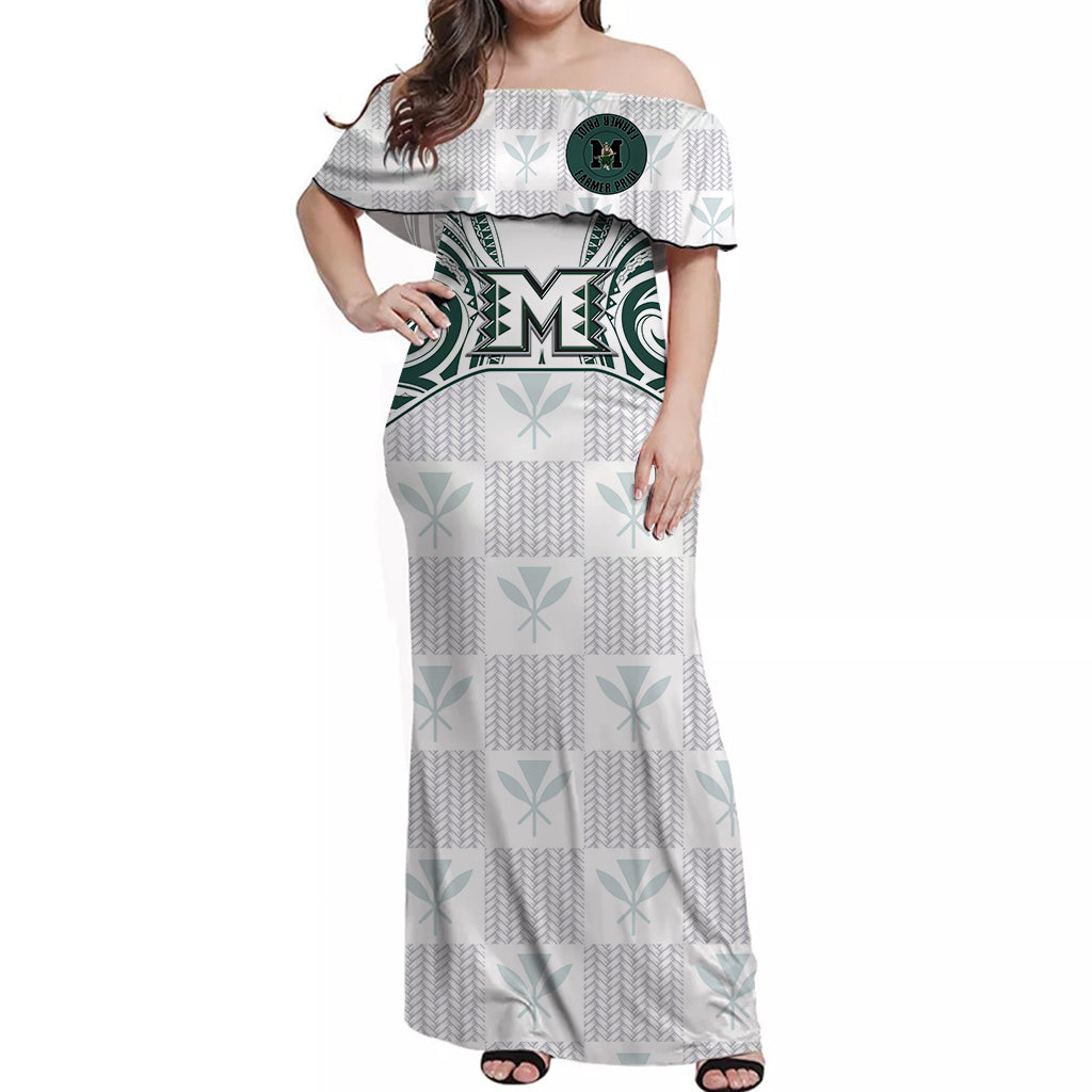 Hawaii Kanaka Molokai High School Off Shoulder Long Dress - LT12 Long Dress White - Polynesian Pride