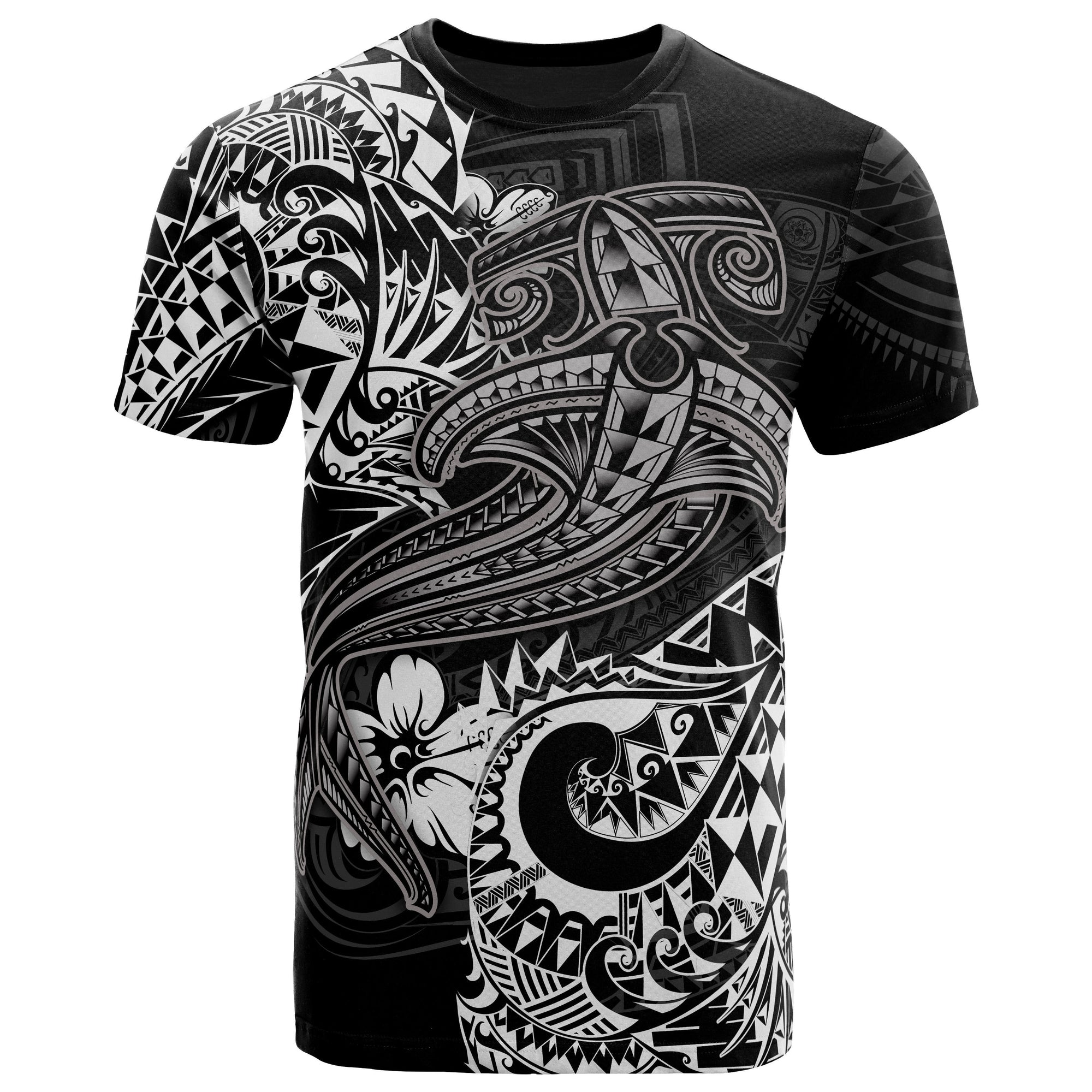 Polynesian T Shirt White Shark Polynesian Tattoo Unisex White - Polynesian Pride