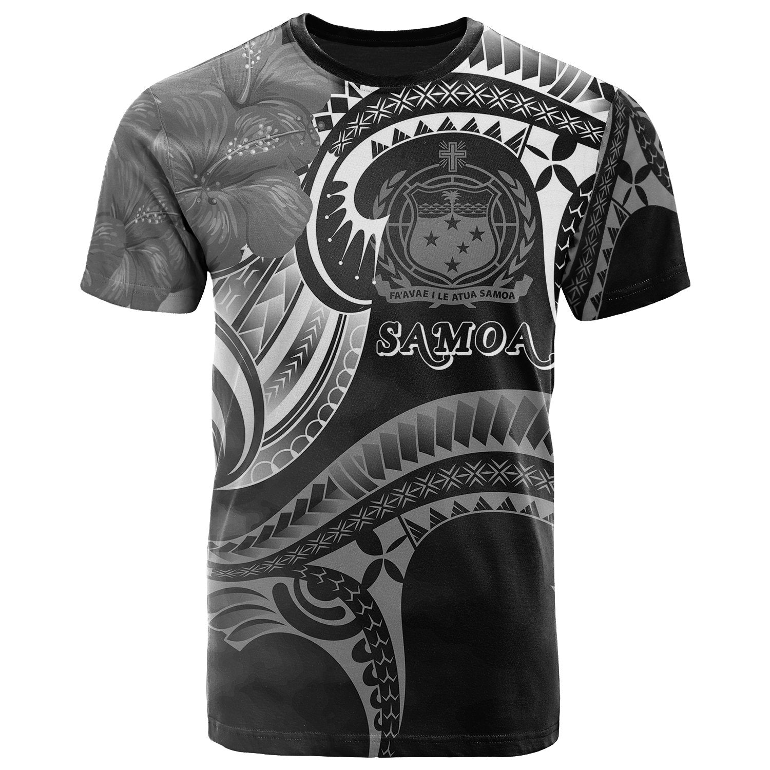 Samoa T Shirt Samoan Seal Wave Style (Black) Unisex Black - Polynesian Pride