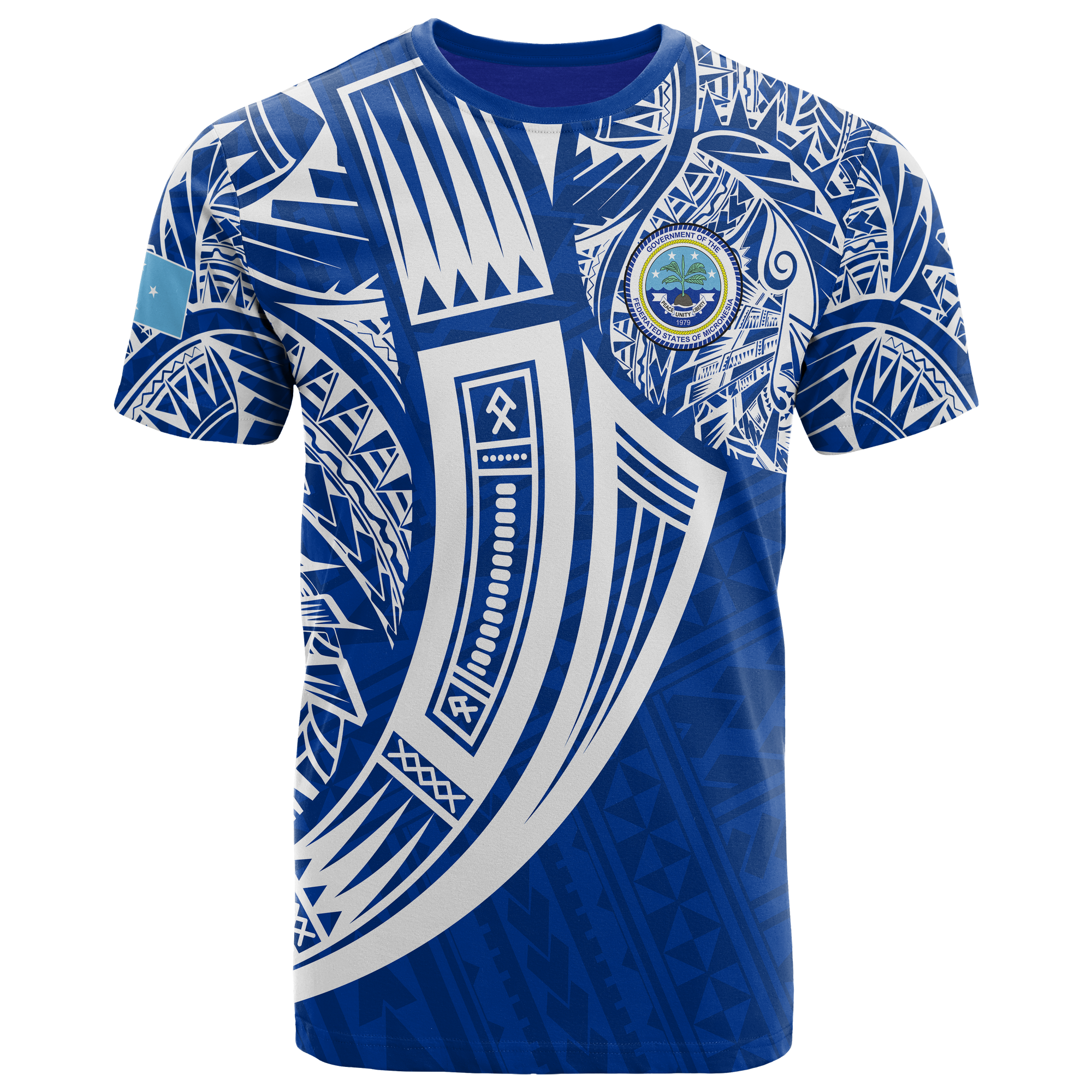 Federated States of Micronesia T Shirt Tribal Tattoo Unisex Blue - Polynesian Pride