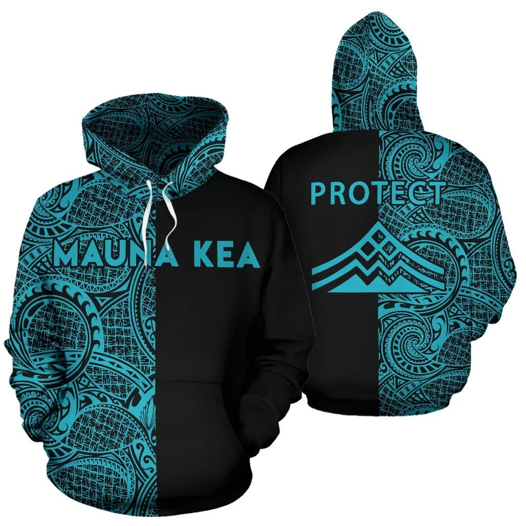 Hawaii Mauna Kea Polynesian Hoodie The Half Turquoise Unisex Turquoise - Polynesian Pride