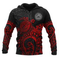 American Samoa Hoodie Polynesian Turtle (Full Red) Unisex Red - Polynesian Pride