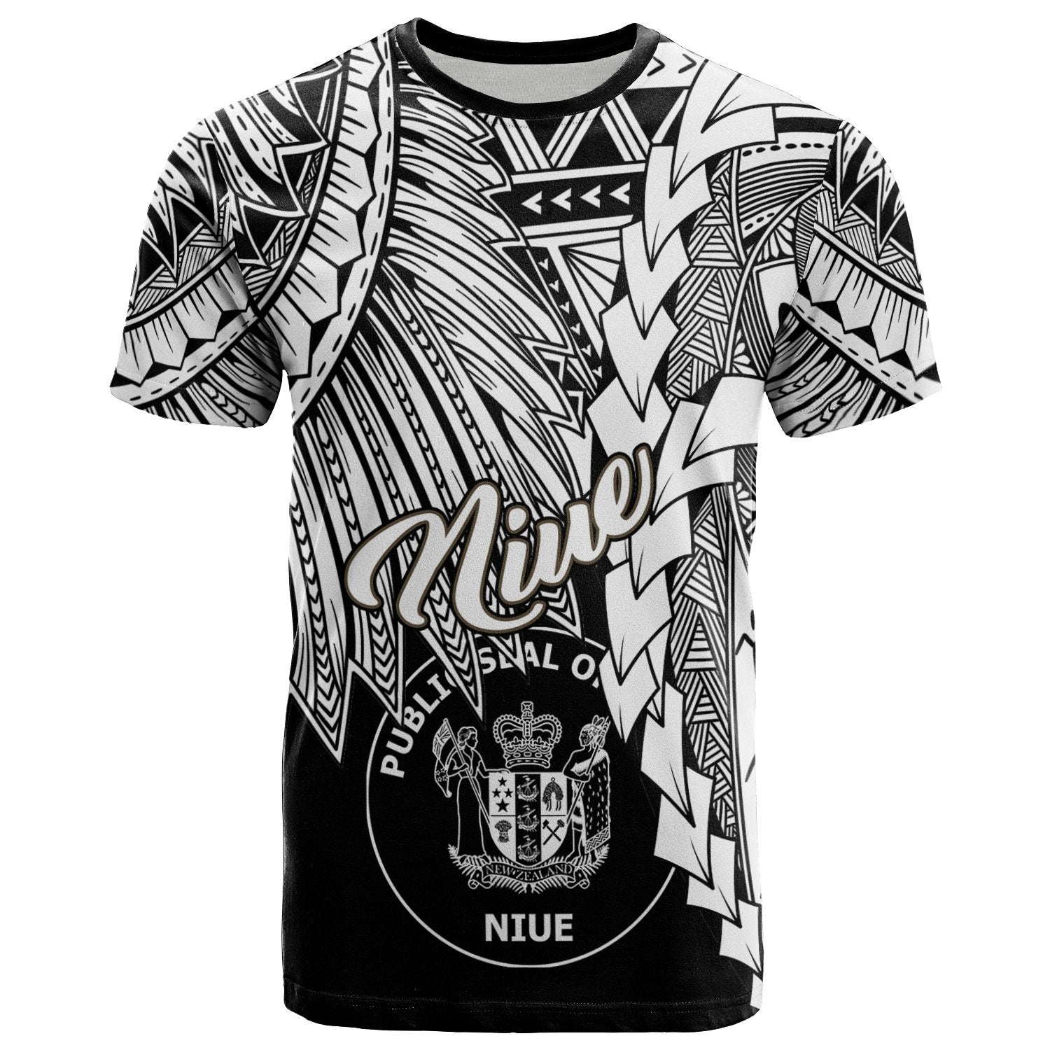 Niue Polynesian T Shirt Tribal Wave Tattoo White Unisex White - Polynesian Pride