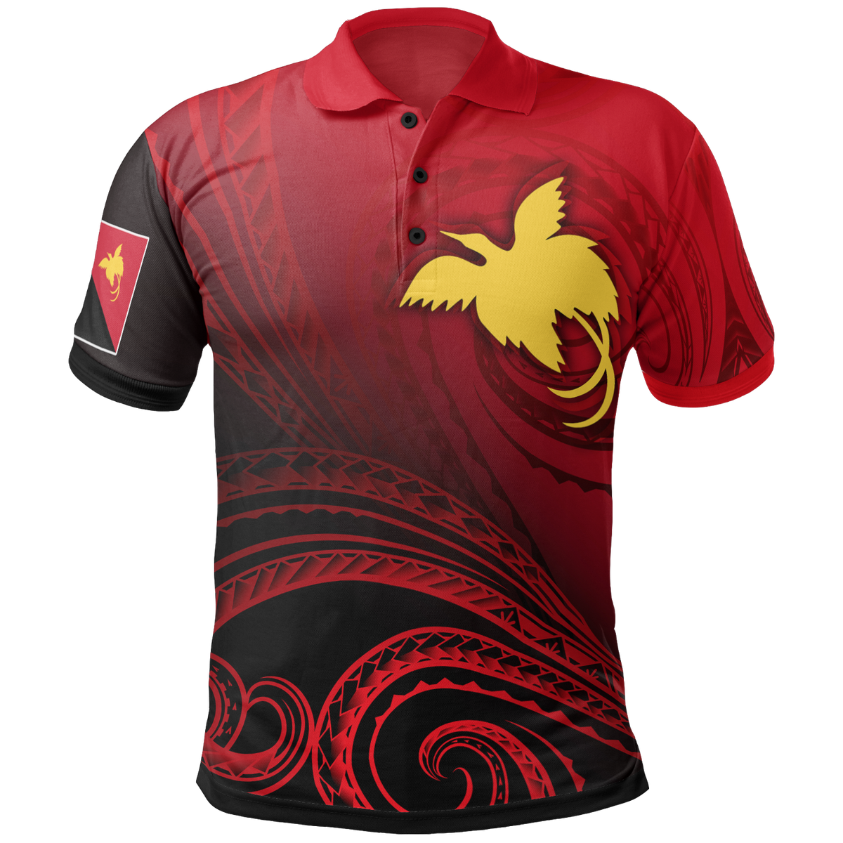 Papua New Guinea Polo Shirt Raggiana Bird of Paradise Polynesian Patterns Unisex Red - Polynesian Pride