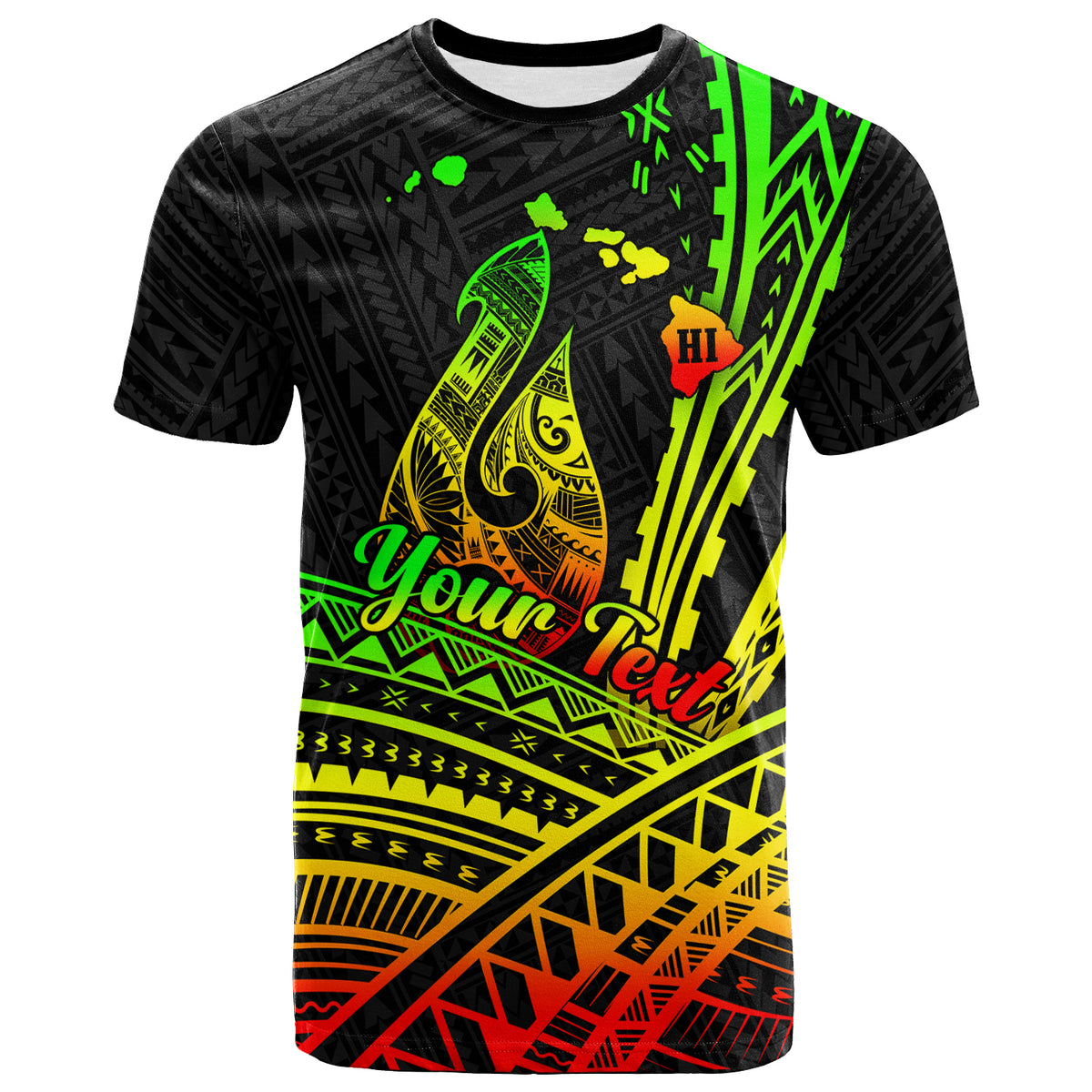 Custom Hawaii Fish Hook Polynesian Tribal Reggae T Shirt LT12 Unisex Reggae - Polynesian Pride