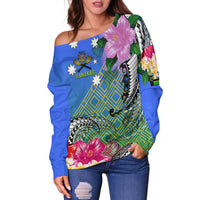 South Sea Islanders Kanakas Hibiscus Polynesia Women Off Shoulder Sweater - LT2 - Polynesian Pride
